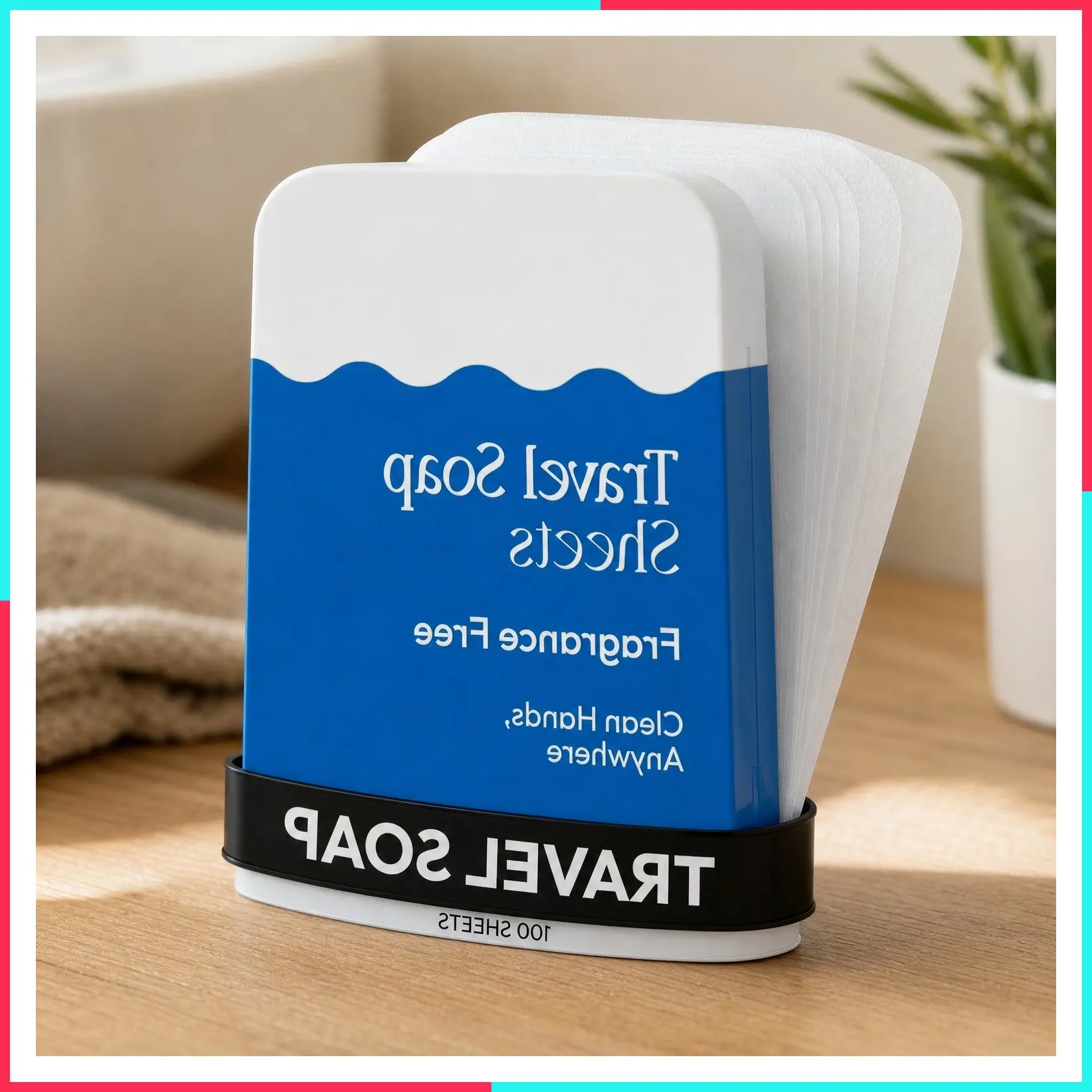 100 Unscented Dissolvable Paper Soap Sheets for Travel, Camping & Hand Washing - Portable Mini Soap Sheets in Tin