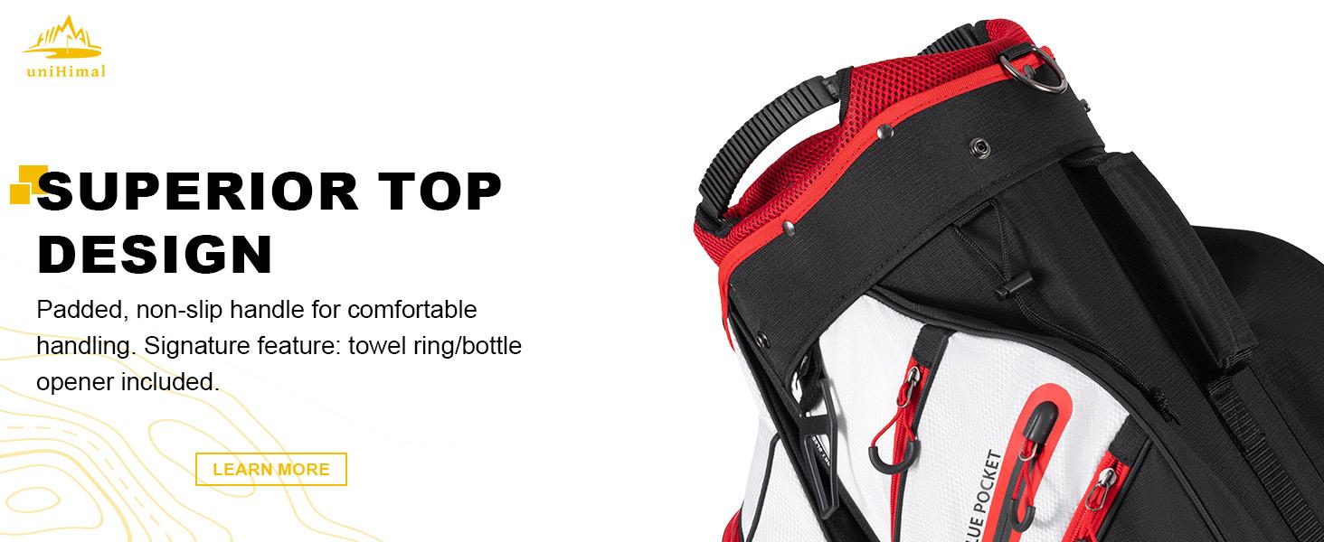 UNIHIMAL Golf Cart Bag, 15 Way Organizer Divider Top and Multiple Pockets, Golf Bag for Men and Women with Comfortable Handles and Rain Cover