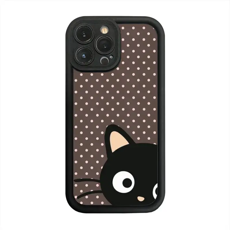 Kawaii Cartoon Chococat Smartphone Case for iPhone 11-17 Series, Dual Layer Soft Touch Silicone TPU Plastic Casing Cover, Shockproof, Drop Protection, Handheld Rubberized Grip, Responsive Buttons, Camera Guard for Cat Enthusiasts