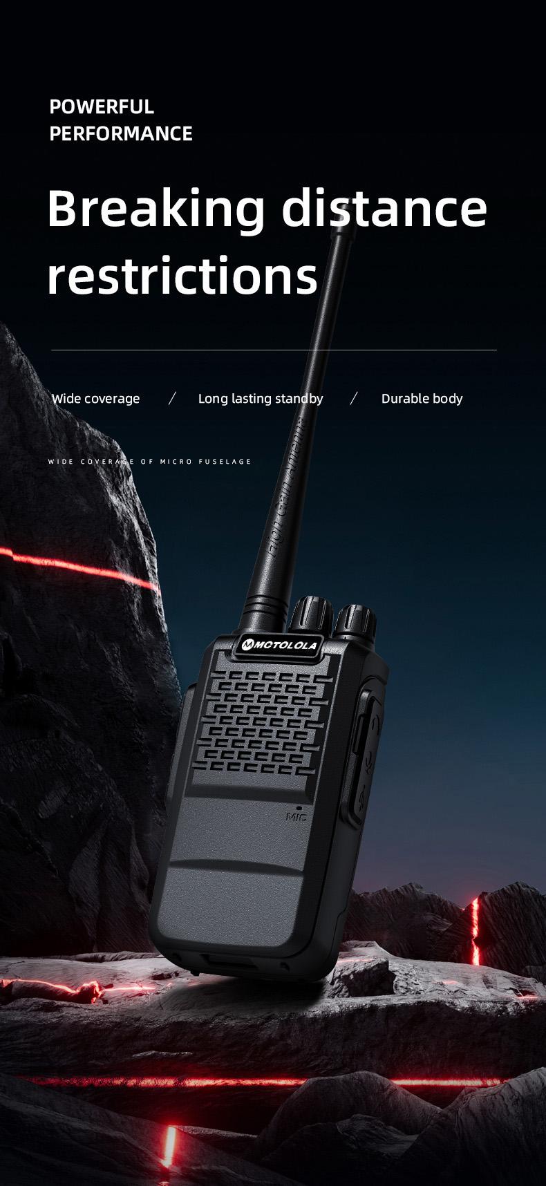 Portable UHF analog two-way walkie talkie Type-C charging convenient and efficient power replenishment 10000mAh large capacity battery with 22 days of ultra long standby time suitable for various outdoor activities such as camping, hiking, team exploratio