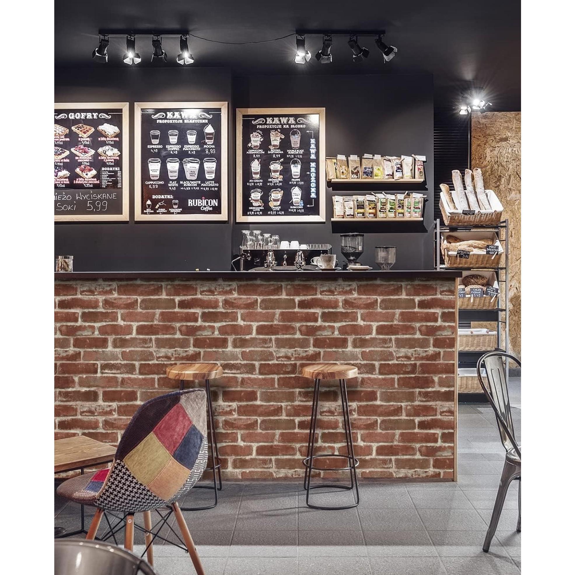 Red Brick Wallpaper Self-Adhesive Peel and Stick Wallpaper Waterproof and Removable Good for Home Decoration and Furniture Renovation 17.5 x 118 Inch