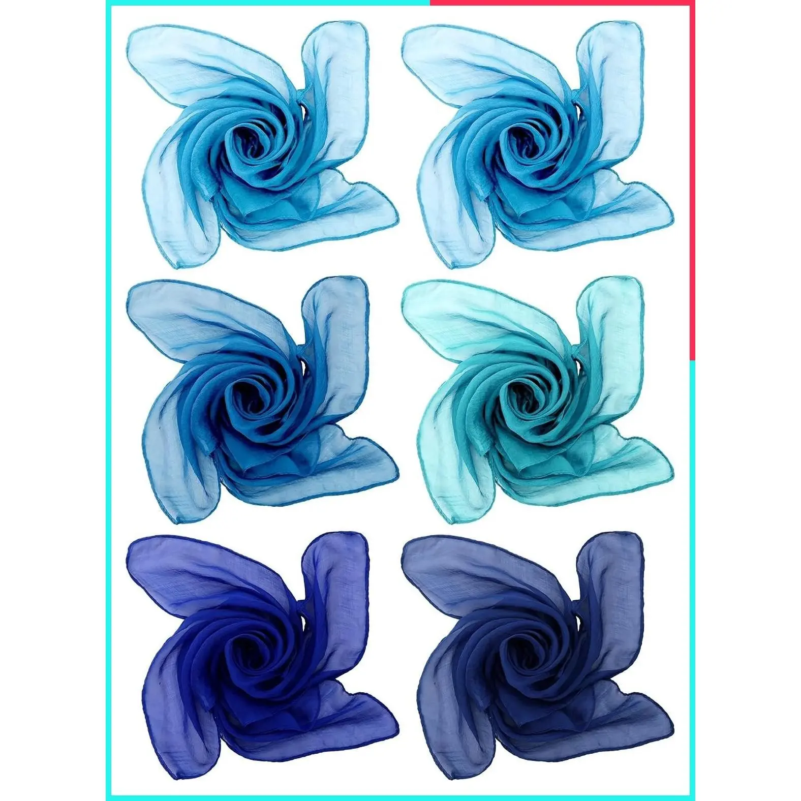6 Pieces Vintage 1950s Square Chiffon Head Scarves for Women Soft Polyester Neck Scarves
