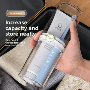 Portable Travel Toothbrush Cup Set for Couples Home Dormitory Use Compact Storage Toothbrush Holder with Drain Hole and Lid Ideal for Travel Camping
