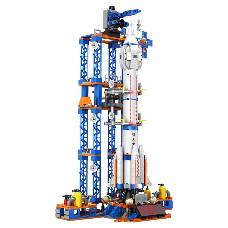 930pcs Space Launch Rocket Creative Building Blocks Toy Building Set Model Kit, Base Car Exploration Vehicle, Astronaut Figure, Desktop Decoration, Halloween Christmas Gift
