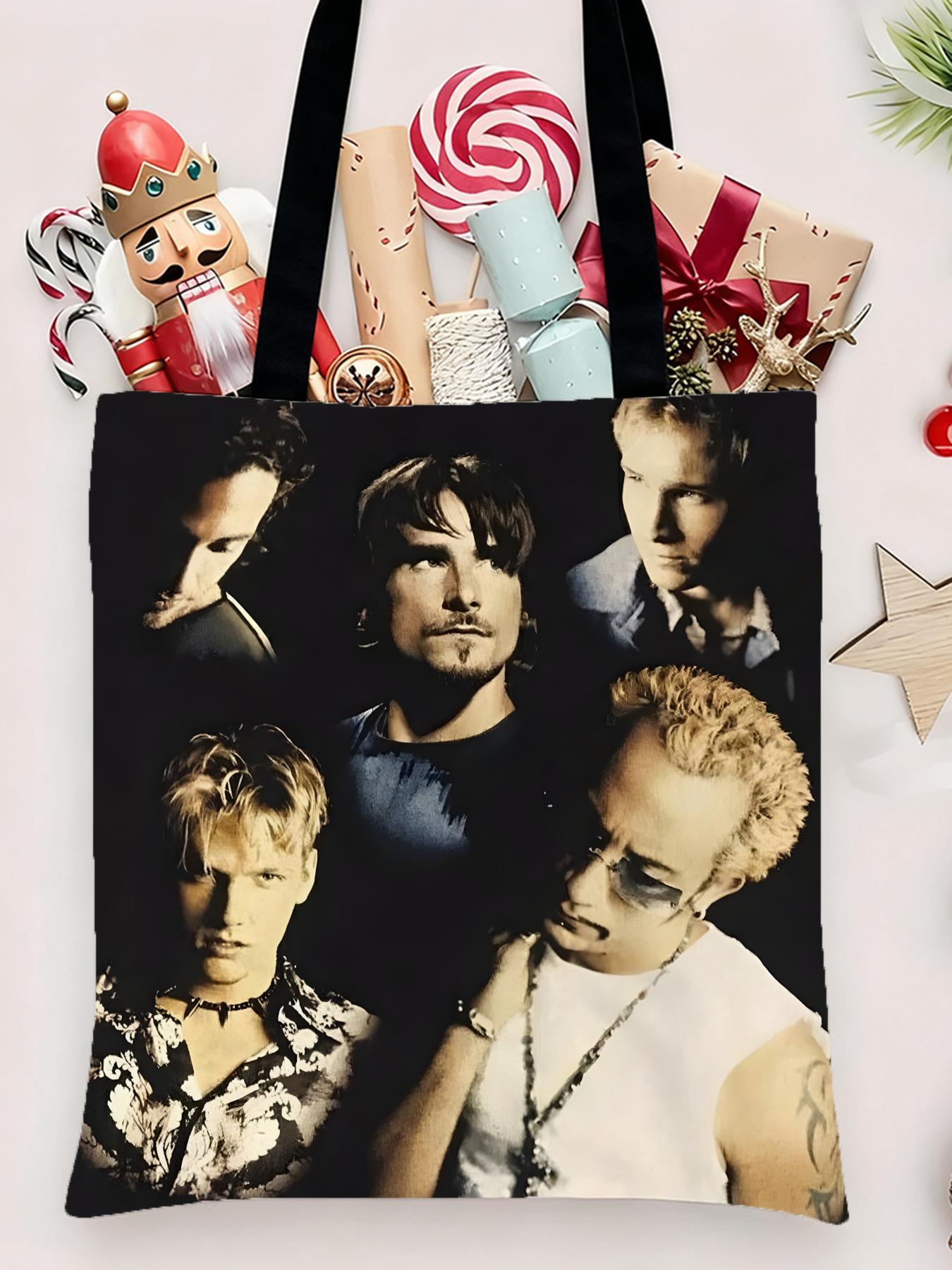 Backstreet Boys band Storage Bags Canvas Shopping Bag Christmas Party Tote Women's Handbag Festive Large Capacity Bag for Outdoor Picnic Party Travel Shopping Anime Crossbody Bags for Boys Girls Students Simple Tote