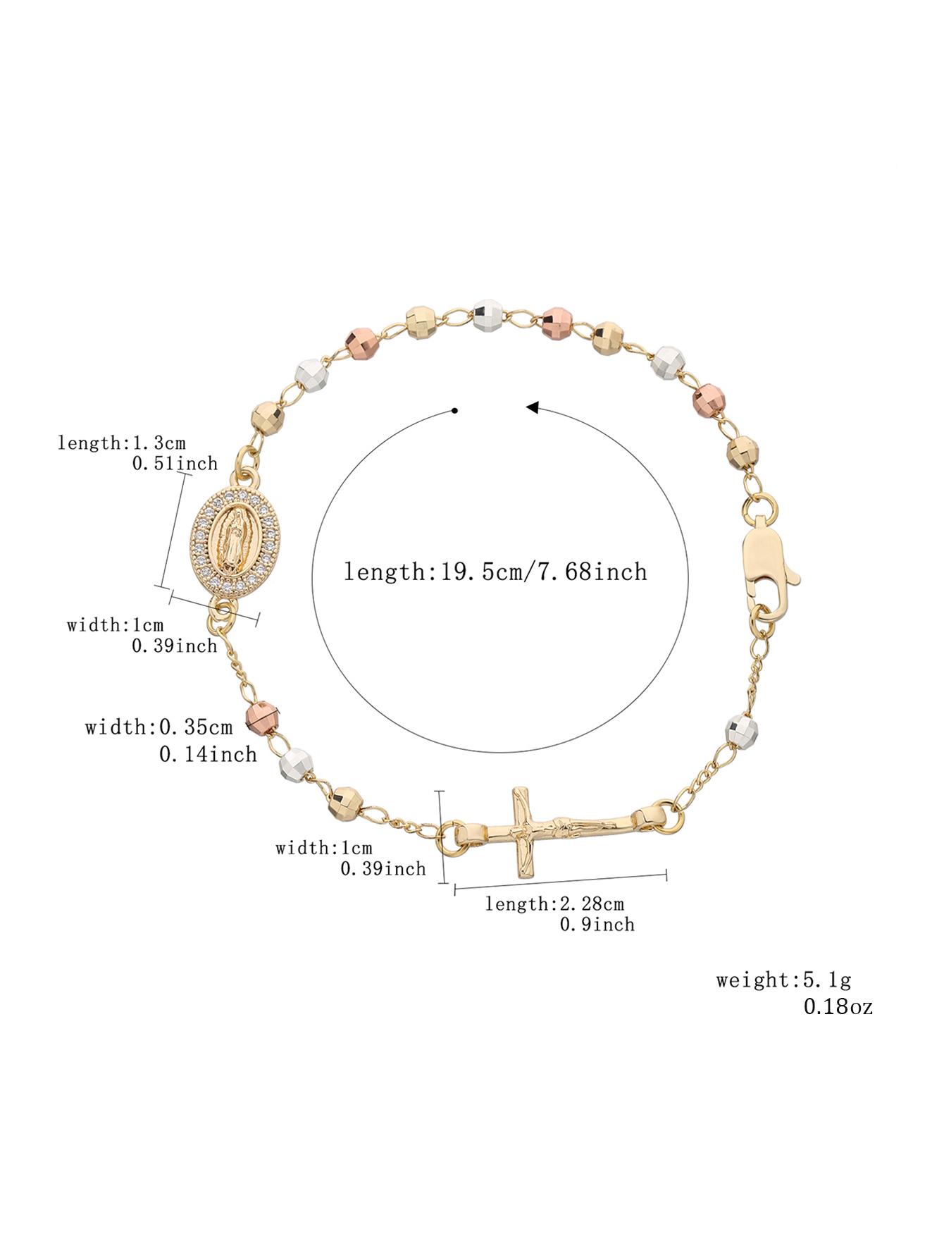 Three-Color Copper Rosary Bracelet, Classic Prayer Beads with Cross, Unisex Jewelry, Perfect Gift for Valentine's Day, Birthday, All Seasons