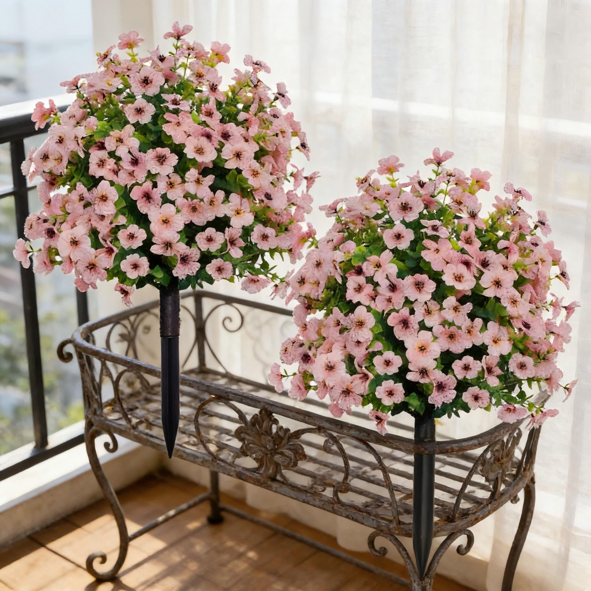 Realistic Artificial Flowers with Ground Stake, UV Resistant Fake Plants for Indoor Outdoor Decoration