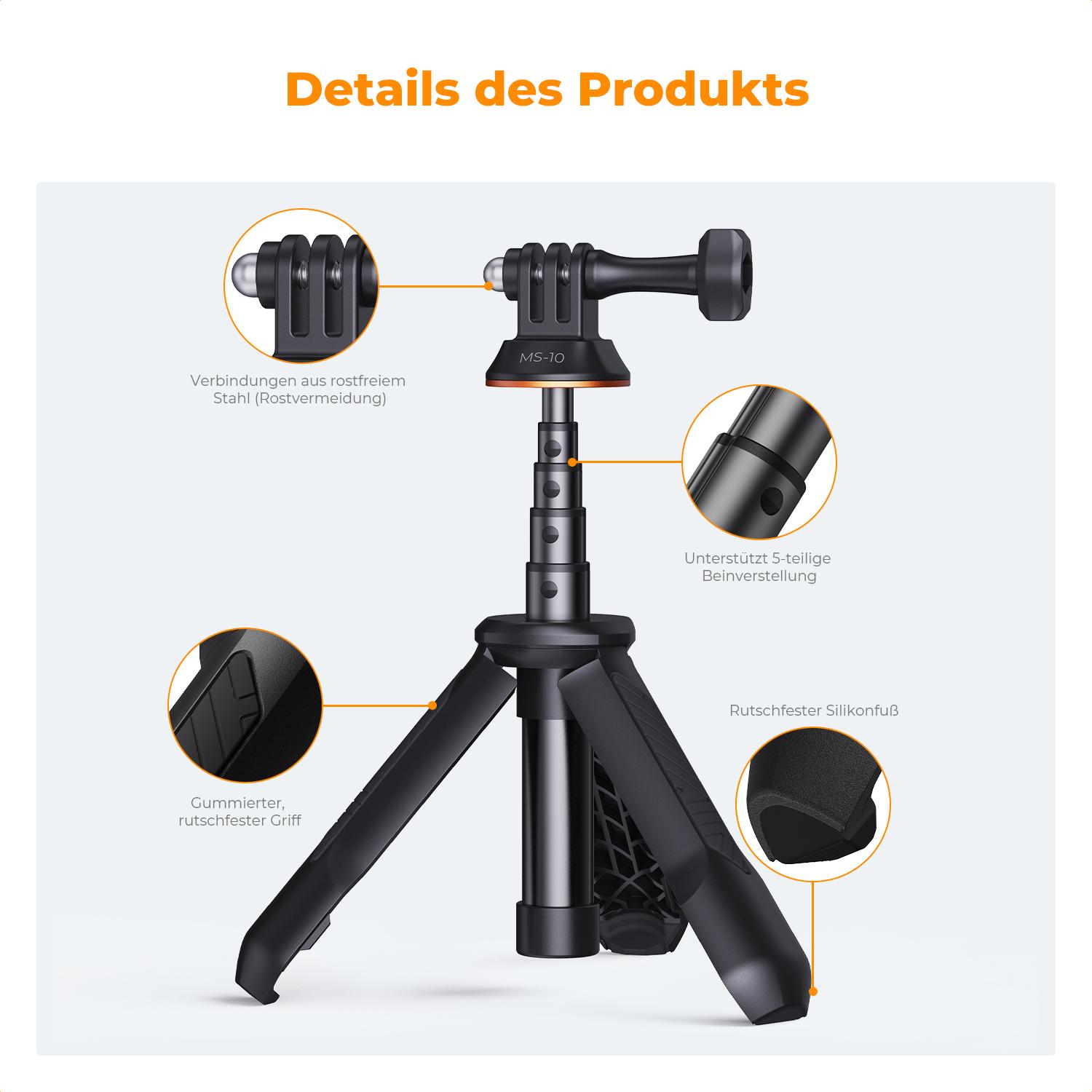 [K&F CONCEPT]MS03 13''/33cm Action Camera Mounts  Stick Desktop Stand (Small Size) For Gopro, Action,Camera  Video Recording Tripod Stand, Cellphone Clip for Smartphone Live Streaming Vlog Phone Selfie