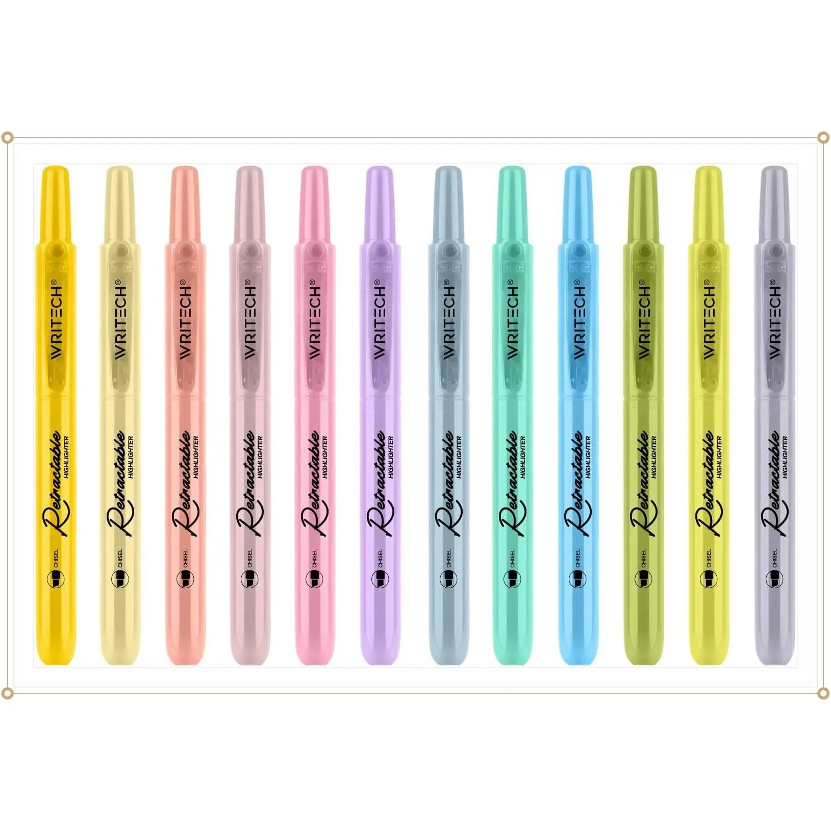 Retractable Highlighters Bible Set: Pastel Colors Chisel Tip 12ct | Refillable Marker Pens No Bleed & Smear for Home School Office Highlighting Journaling Drawing Coloring Note-taking WritingGift