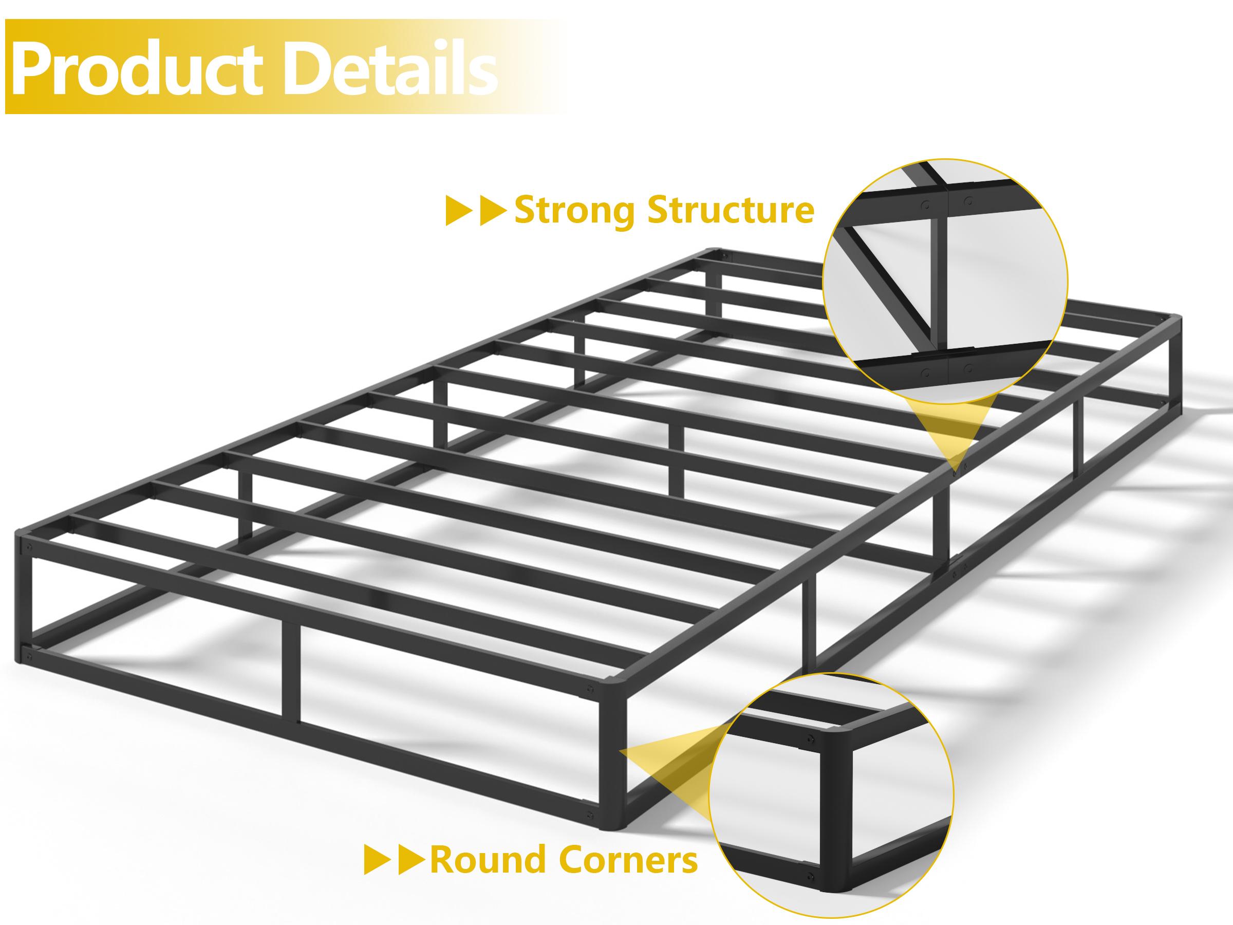 Edenza-Box Spring King, 7  Inchs High Metal Twin Full Queen King Size Box Spring Only, Heavy Duty Mattress Foundation with Fabric Cover, Easy Assembly, Quiet Noise Free, Non Slip, Black Heavy Duty Queen Size Bedroom Furniture