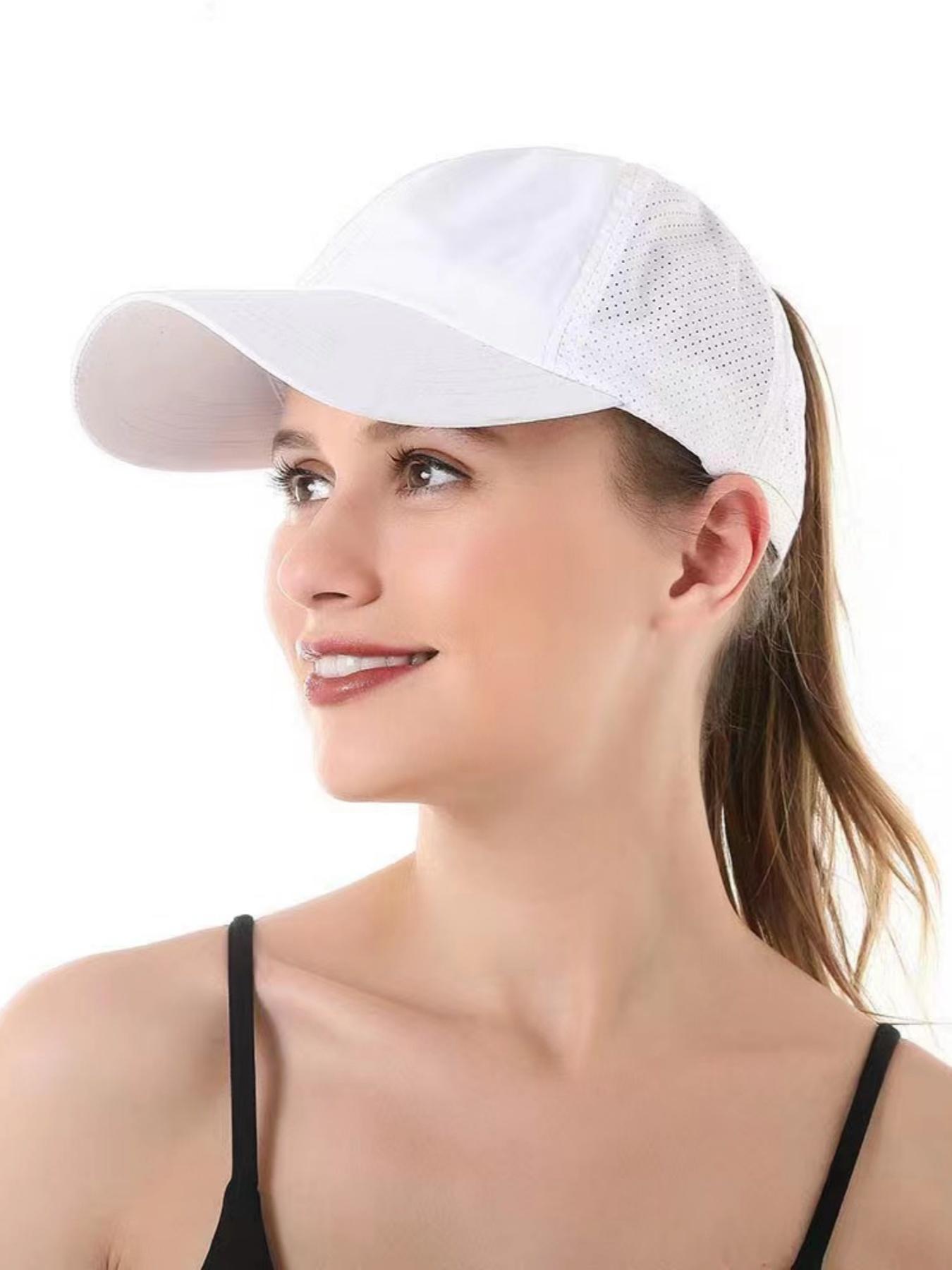 1pcs Quick-Dry Solid Color Baseball Cap, Adjustable Ponytail Holder, Essential Outdoor Fitness Sports Hat, Casual Fitted Style, Adjustable Snapback Cap