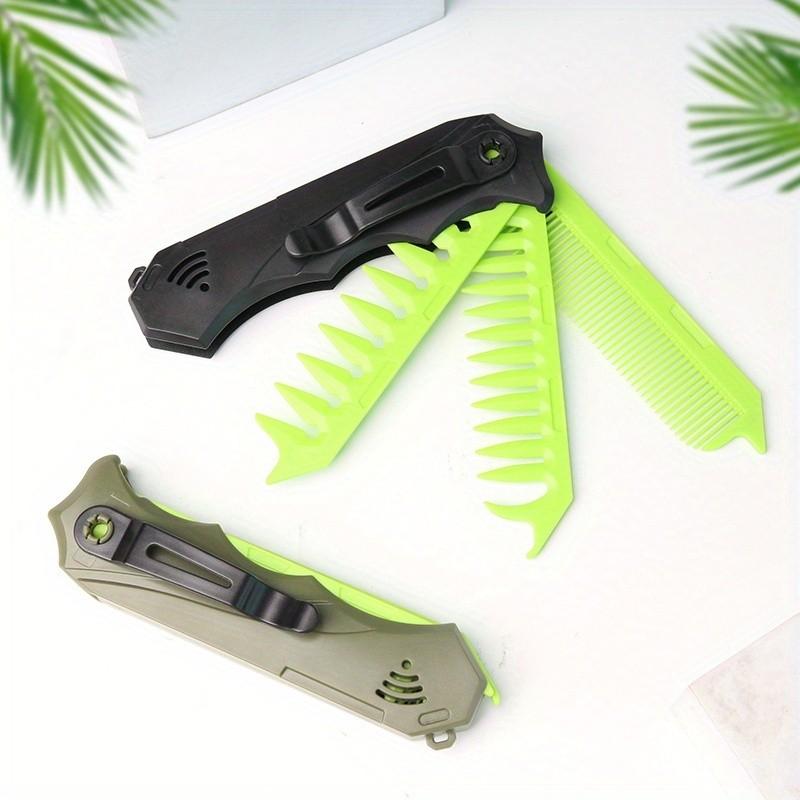 Men's Designer Folding Comb, Oil-Resistant Dual-Head Travel Pocket Brush, Ergonomic Handle, Daily Styling, Christmas & Halloween Gift