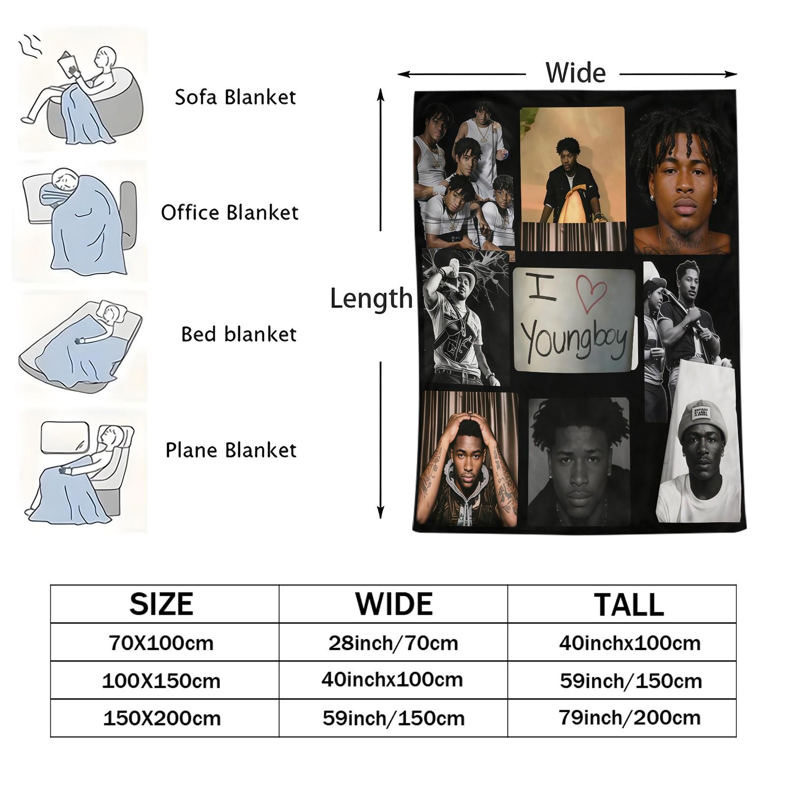 Youngboy Patterned Blanket, Everyday Holiday Birthday Gift For Kids And Adults, Soft, Warm And Lightweight Plush Blanket For Bed, Sofa, Car, Room Decoration, Custom Photo Blanket, Personalized Picture Blankets