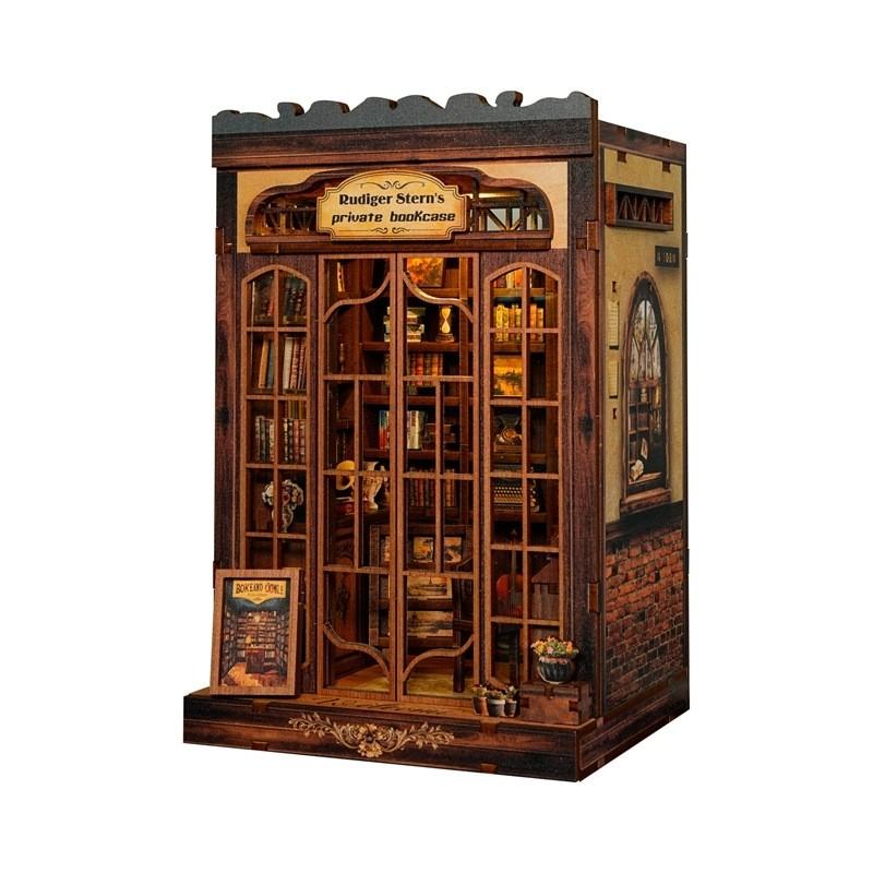 Vintage Miniature Library DIY Book Nook Kit - Dark Academia Aesthetic Bookshelf Insert - Retro 3D Wooden Puzzle Dollhouse - Perfect Gift for Book Lovers & Home Decor