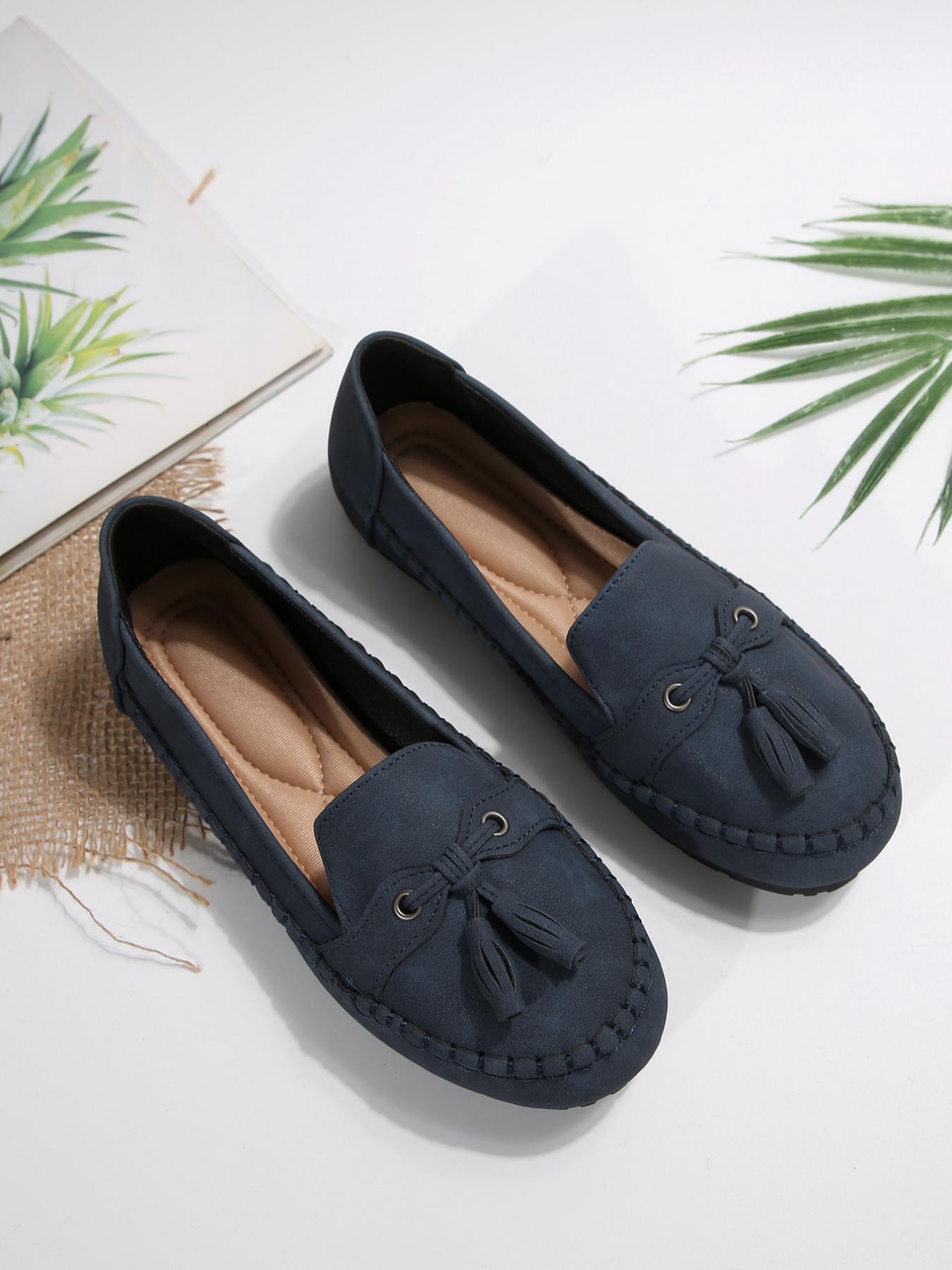 New Large Size Women's Casual Retro Slip-on PU Leather Loafers, Round Toe Flats for All Seasons, Comfortable Fashion Shoes for Daily Wear