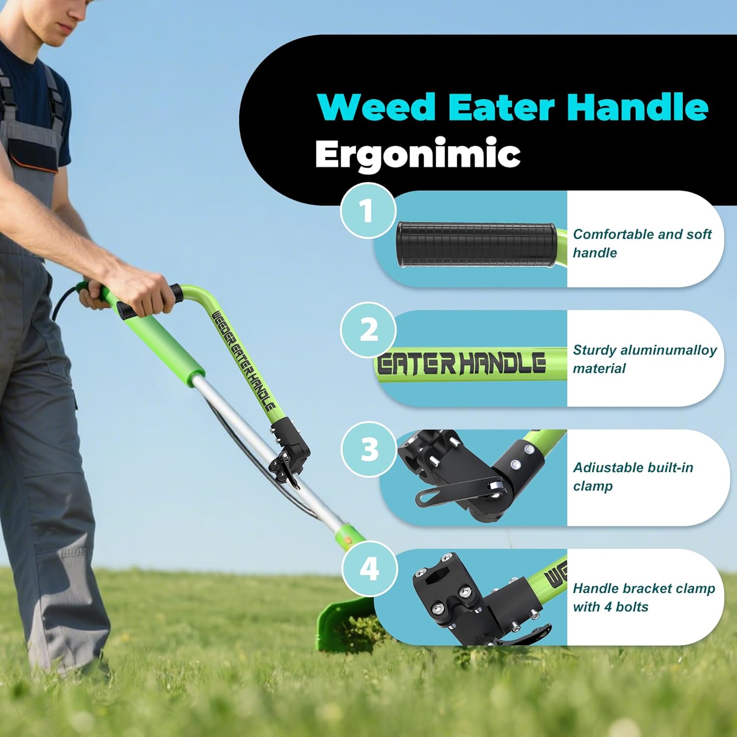 Weed Eater Handle, String Trimmers Handle with  Harness, Trimmer Grip Extension for   Protection, Lawn Trimmer Handle Grip for Yard Trimming