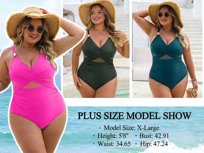 Blooming Jelly Slimming Full Coverage Mesh Womens Metal Modest Tummy Control One Piece Swimsuit Customizable Fit Criss Cross
