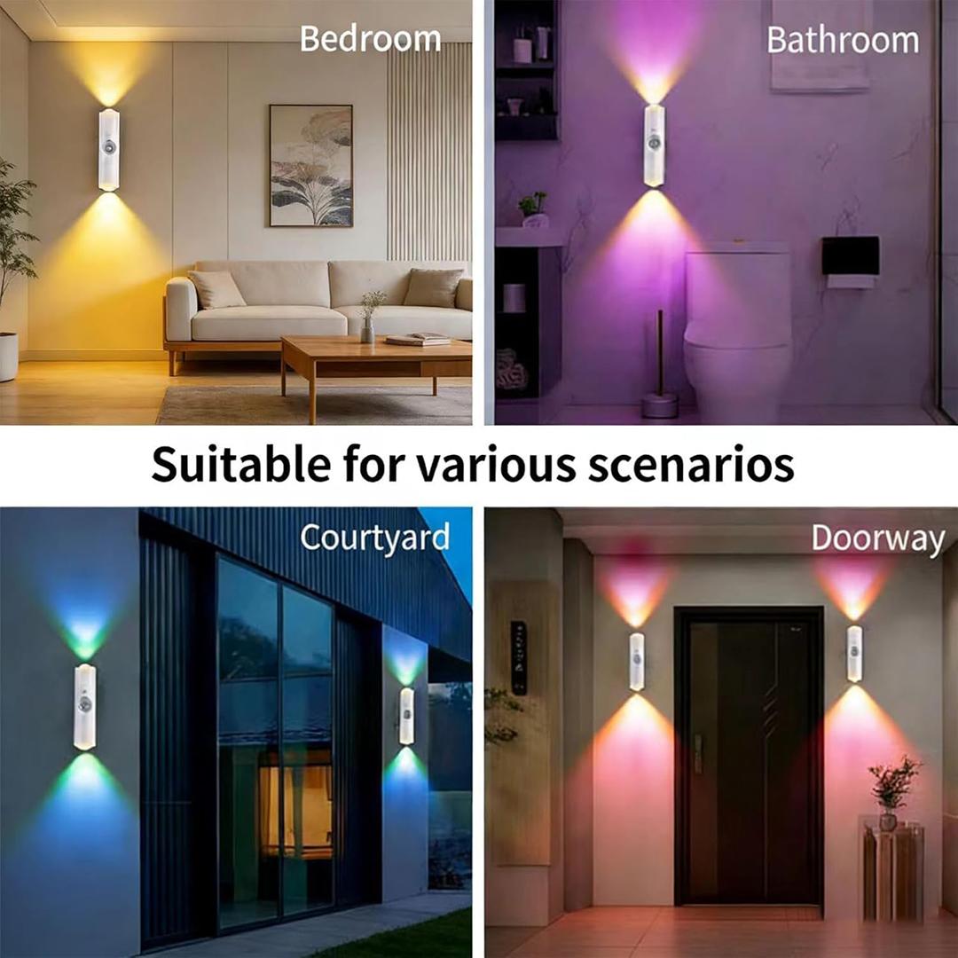 1pc Battery Operated Wall Sconce, Motion Sensor Light Indoor, USB Rechargeable Wall Sconces 7 Colors Wall Lamp for Living Room Hallway Bedroom, Bathroom