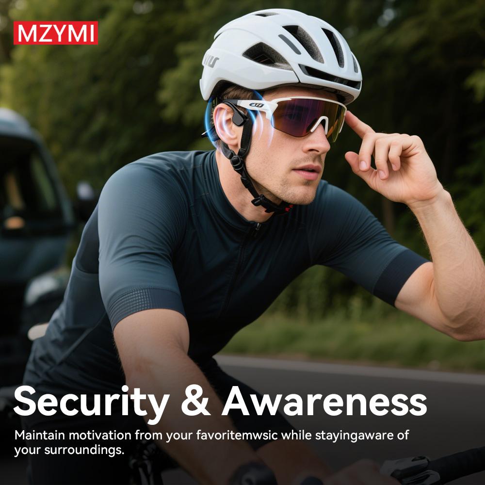 MZYMI i18pro Bone Conduction Neckband Wireless Earphones Headphones Sports Open Ear Headset With Mic Stereo Earbud Audio Black