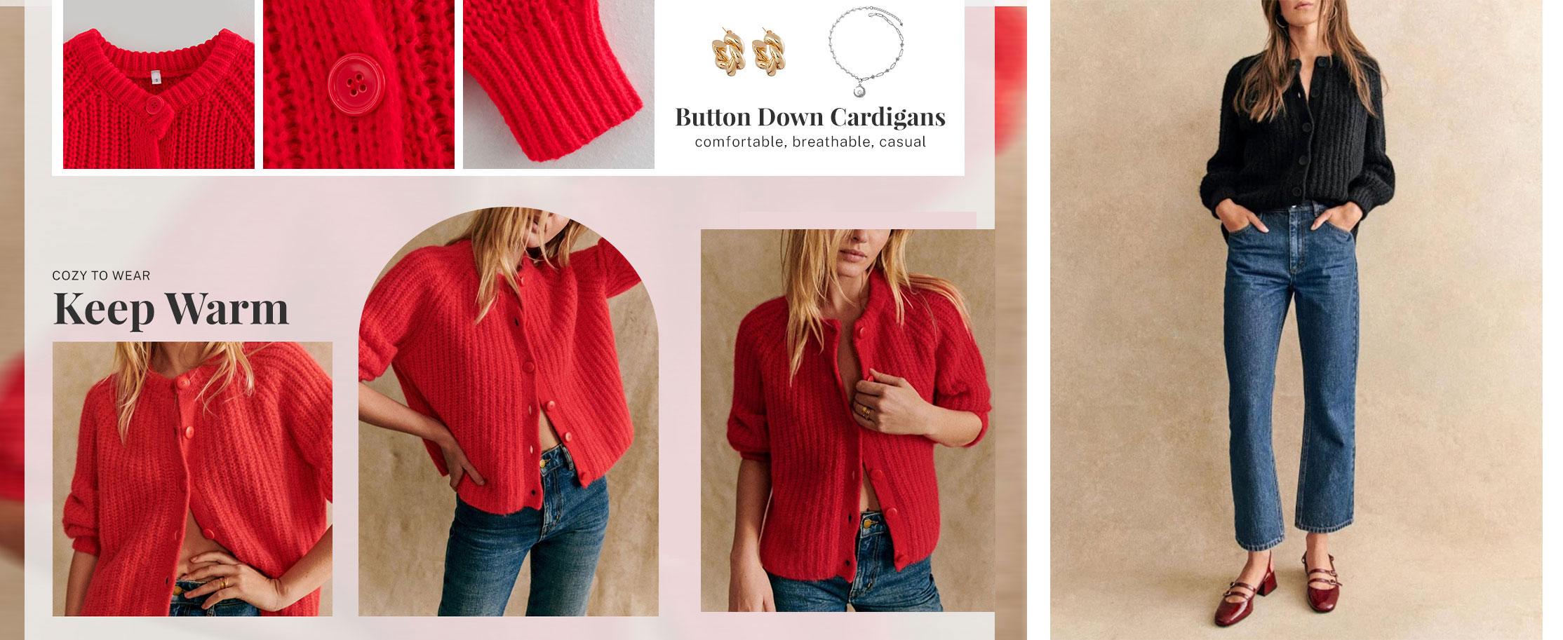 SCUSTY Women's Casual Long Sleeve Crewneck Button Down Cardigan Sweater Knit Outwear Loose Fit Solid Color Knitwear for Spring Fall SCUSTY Women's Casual Long Sleeve Crewneck Button Down Cardigan Sweater Knit Outwear Loose Fit Solid Color Knitwear for Spring Fall