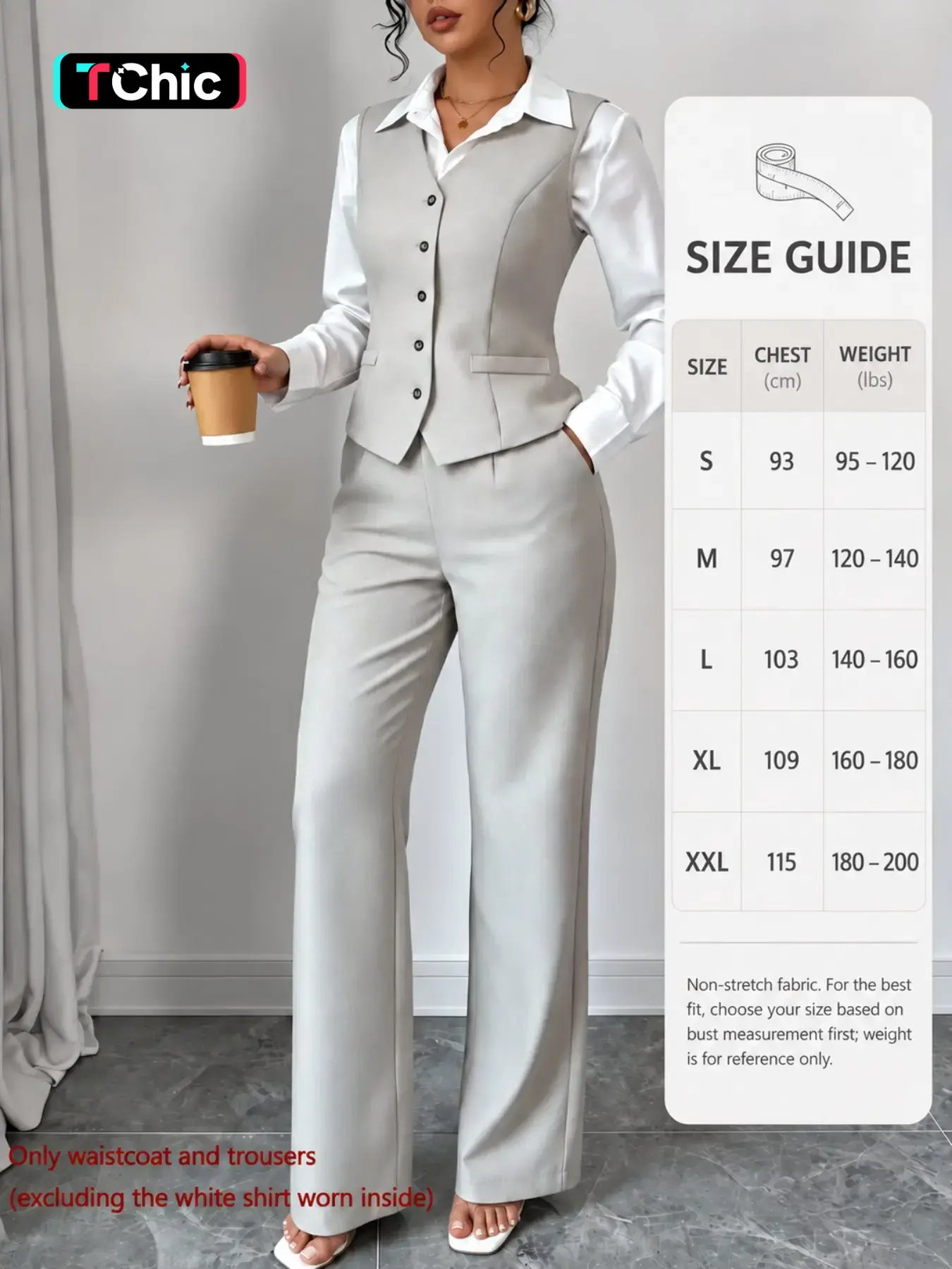 【Black Friday】Women's 2-Piece Sleeveless Pantsuit, Button-Front Tailored Vest and Wide-Leg Trousers for Office and Everyday Wear