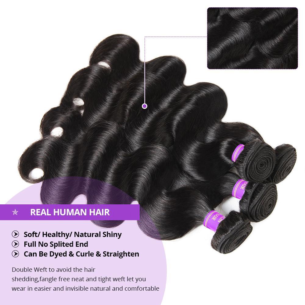 Ama Body Wave Bundles With Closure 4x4 Lace Closure With Bundles Virgin Human Hair Bundles With Closure