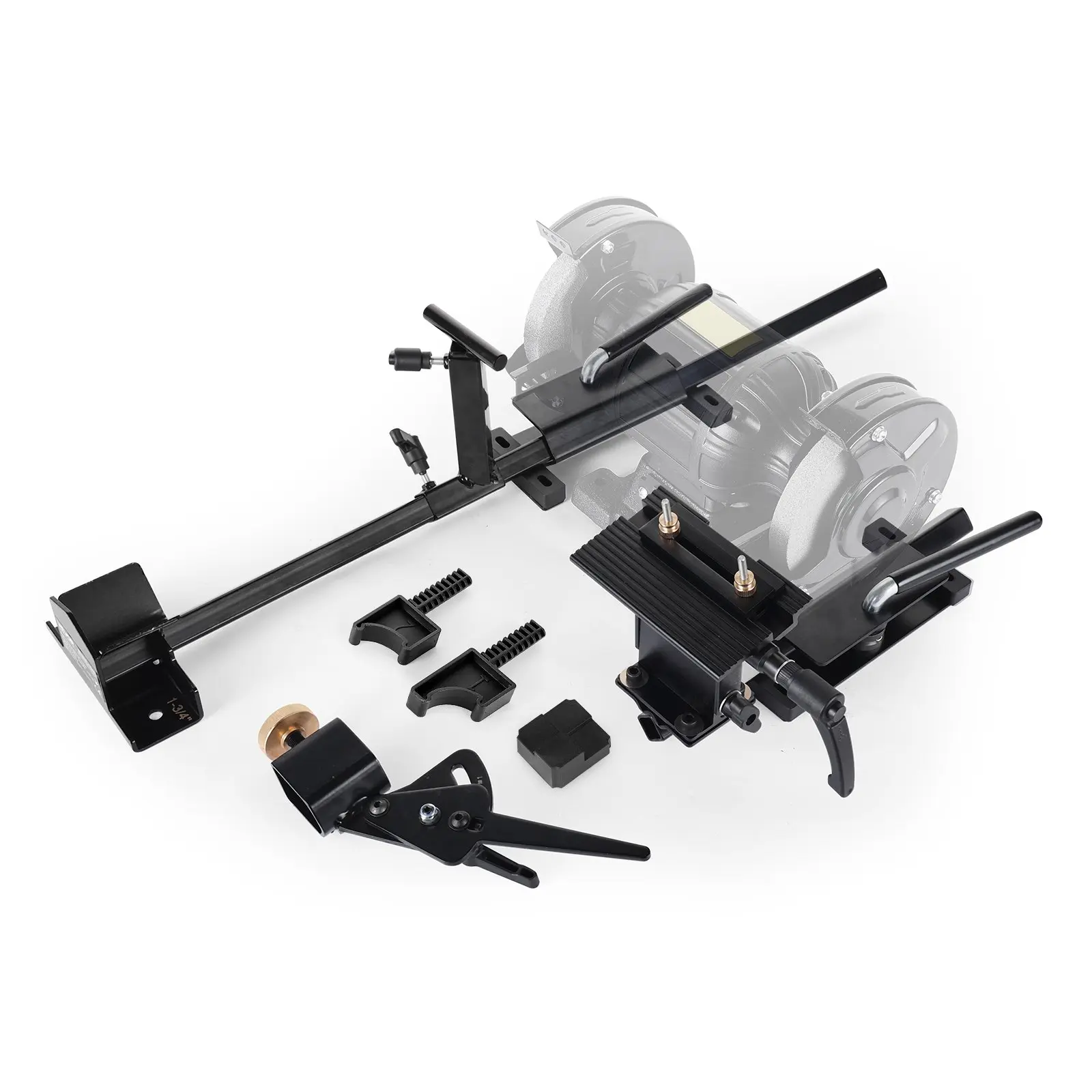 Pro Grind Chisel Sharpening System - Multi-Grind Jig for 6" & 8" Bench Grinders, Woodworkers' Tool Kit with Platform Jig, Tool Rest Bar, Setup Block, Miter Slide, Micro Bevel Block