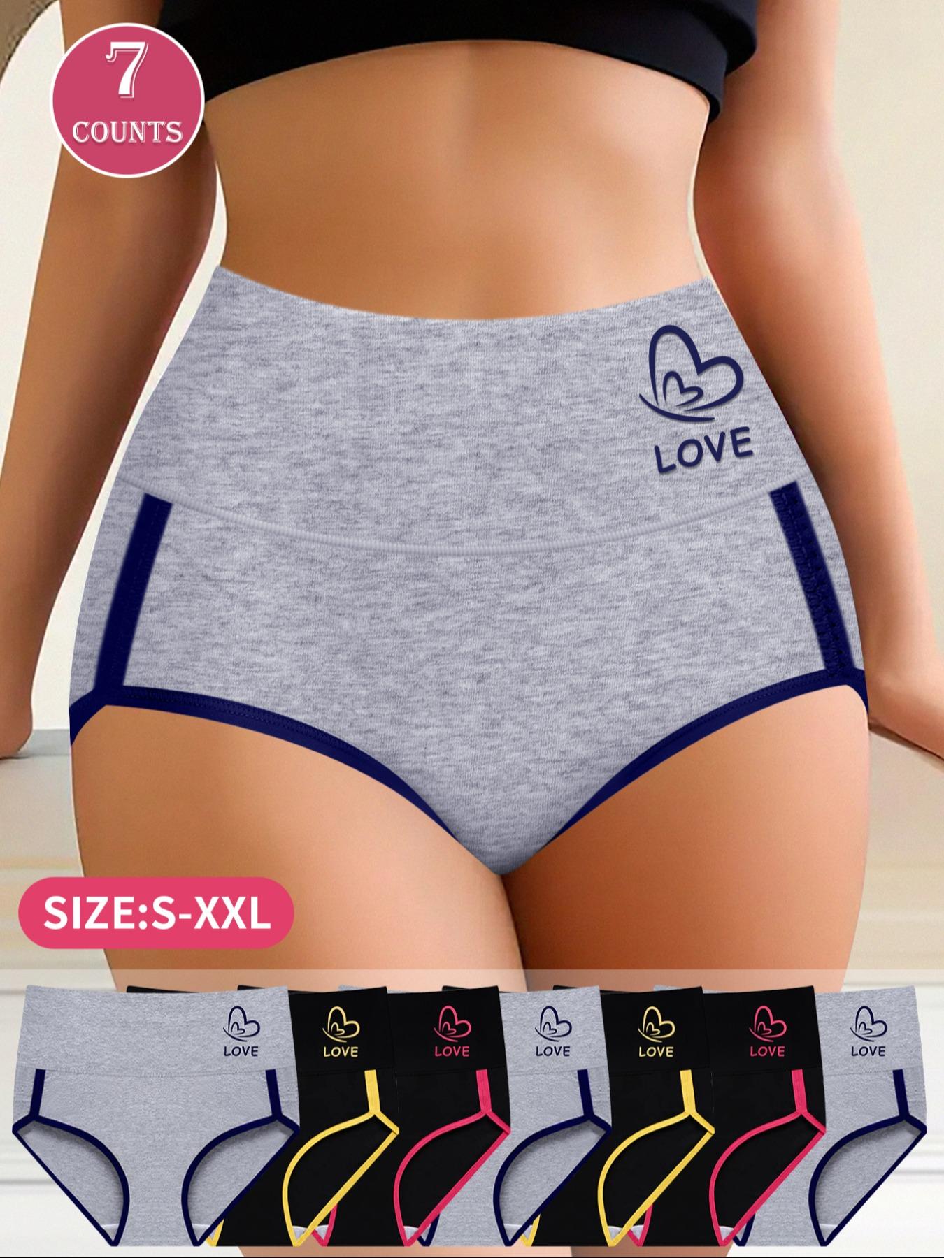 Women's Butterfly & Letter Print Contrast Binding Panty, Soft Comfy Breathable High Waist Knicker for Daily Wear, Underwear for All Seasons