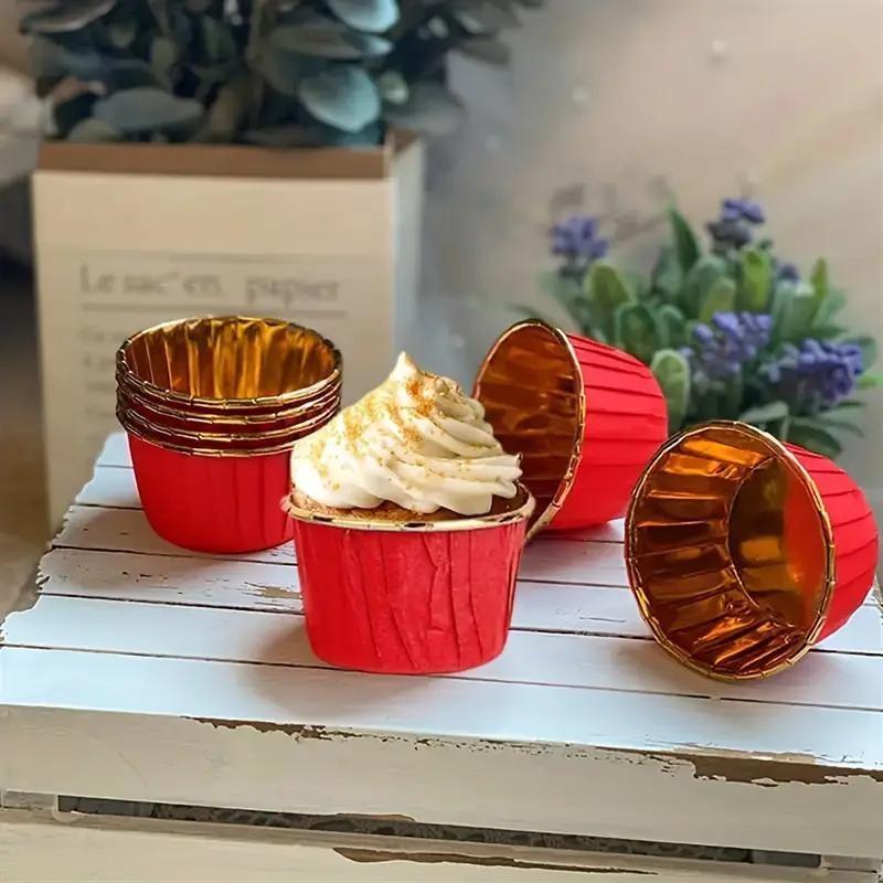 50 Round Cupcake and Muffin Baking Molds, Heat Resistant Aluminum Foil Cups, Bakeware, Perfect for Weddings, Holidays, Parties