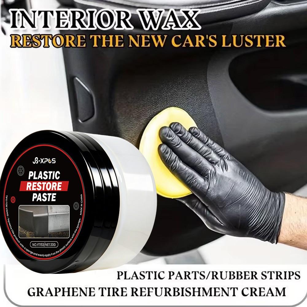 Car Plastic & Leather Restorer, Auto Plastic Rubber Exterior Repair, Restoration Wax for Shine, Seal & Brighten Vehicle Surfaces