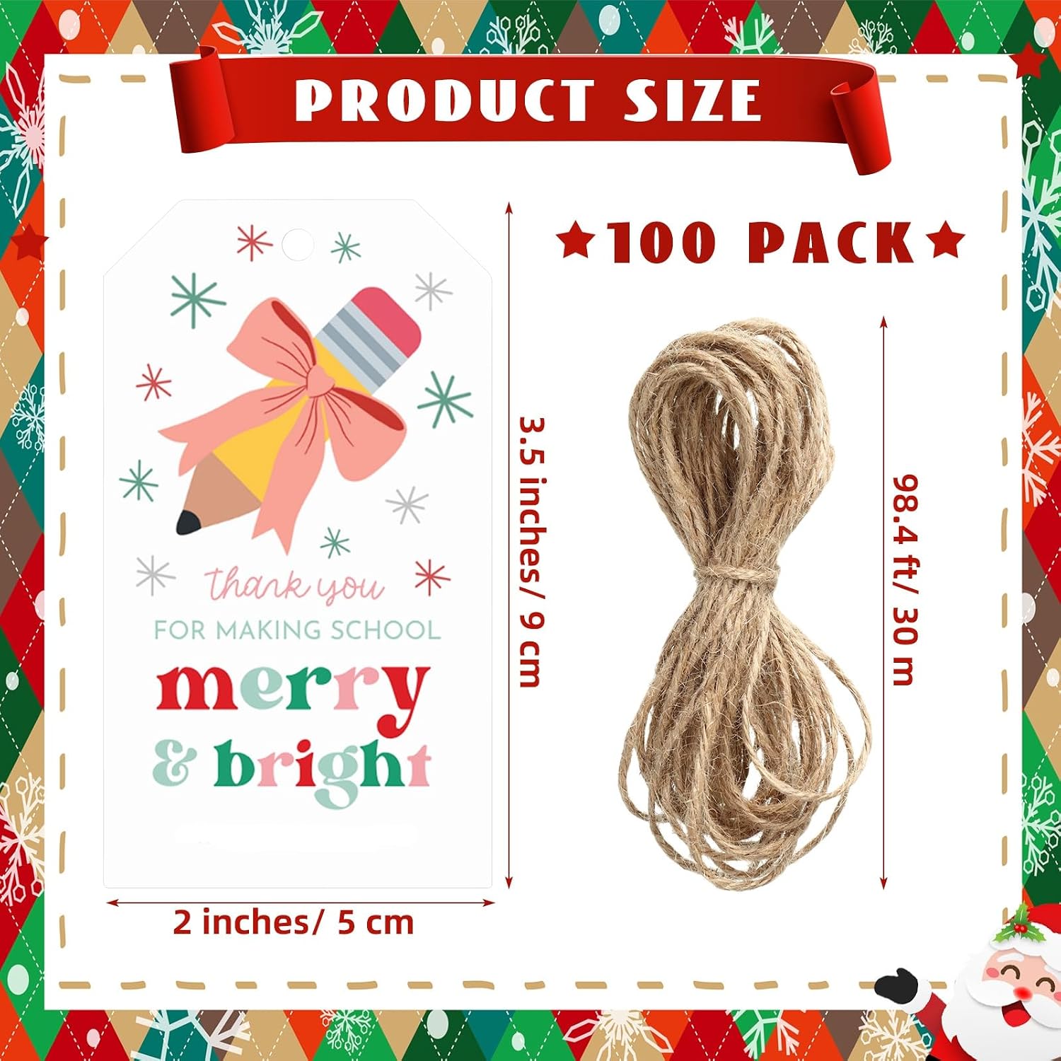 100 count Christmas Presents Tags Thank You Merry & Bright Christmas Tags Xmas Appreciation Labels with String for Xmas Holiday Teachers Classmates Wrapping Decor 100 count Christmas Presents Tags Thank You Merry & Bright Christmas Tags Xmas Appreciation Labels with String for Xmas Holiday Teachers Classmates Wrapping Decor