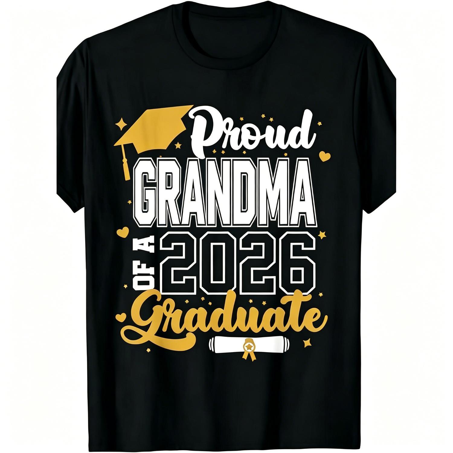 SageSprintClass of 2026 Graduation T-Shirt - Proud Dad of a 2026 Graduate, Golden Lettering & Diploma Design, Cotton sm Loose Fit S-XXXL, Black Casual Shirt for 2026 Year Parents Gift