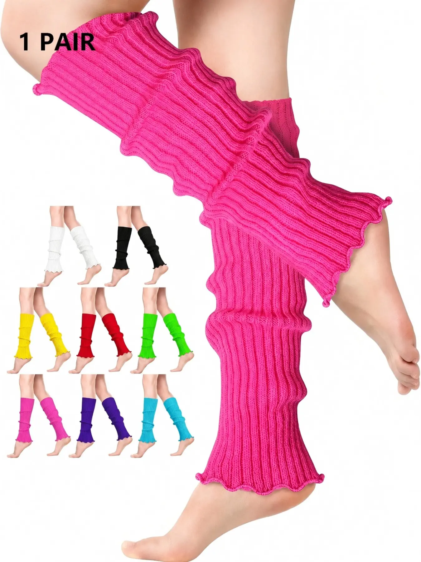 40cm Striped Knit Leg Warmers Socks, Knitted, Y2K Style, Slim-Fitting, Warm and Comfortable, Ideal for Sports, All Seasons Womenswear Streetwear