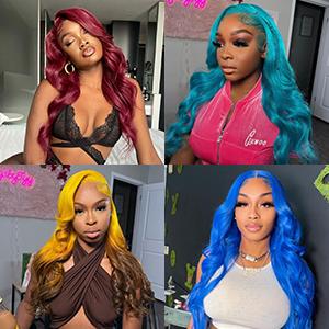 Tiwugi hair store Body Wave Lace Front Wigs Human Hair Pre Plucked 13x4 HD Lace Front Wigs Human Hair 180% Density Body Wave Glueless Frontal Wigs Human Hair for Women Natural Black 99J Burgundy 4/27 Highlight Ombre Chocolate Brown 613