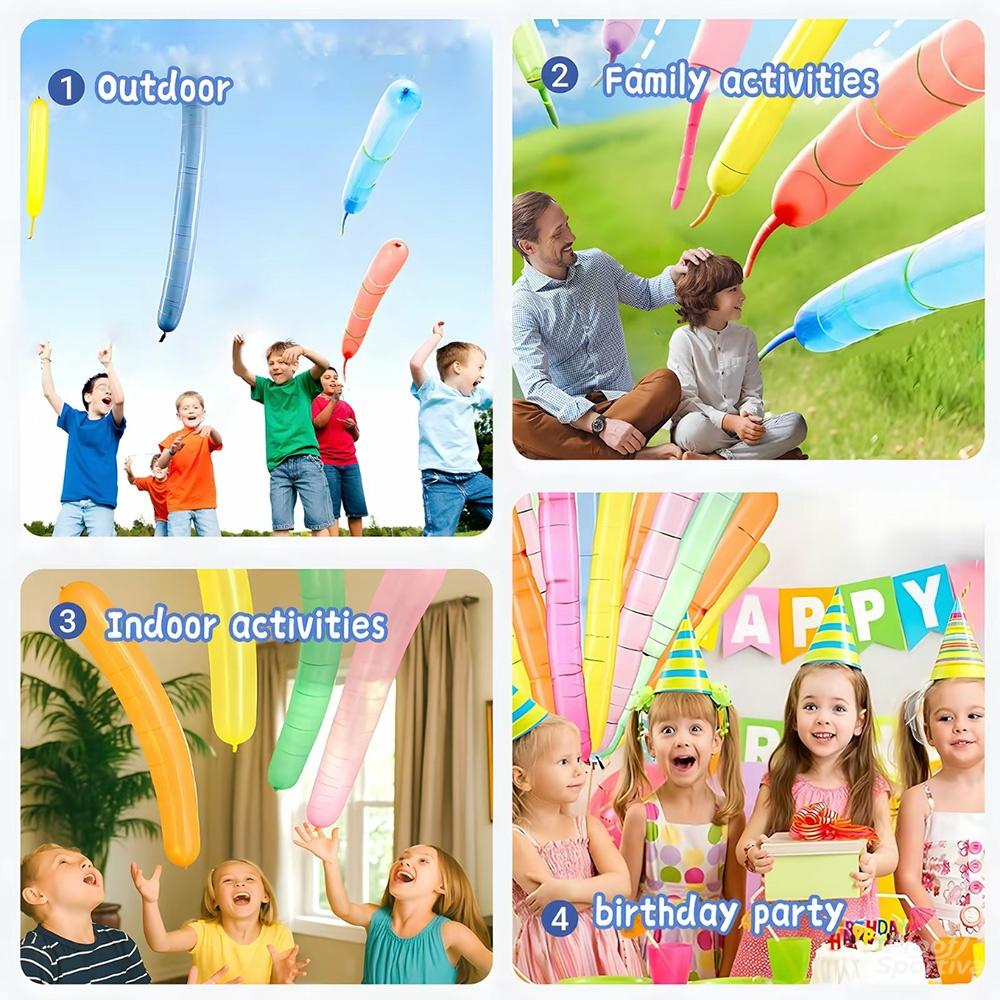 100 rocket balloons with two air pumps, colorful giant rocket balloons for parties