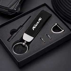 New Women Men Luxury Car KeyRing Suede Leather Car Keychain Accessories For Ford Focus Logo MK1 MK2 MK3 MK4 Fiesta Ranger
