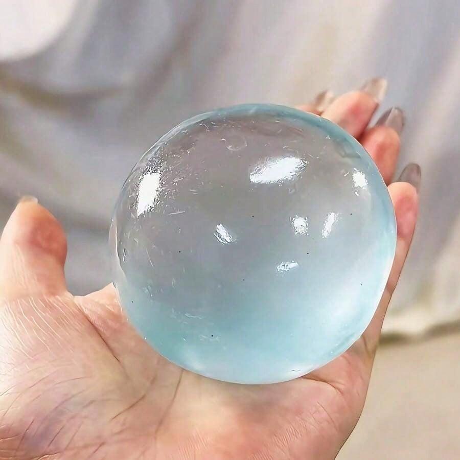 Plush Slow-Return Blue Coconut Oil Handmade Squeeze Ball, 6cm Round Malt Stress Relief Toy, Ideal Gift for Holidays, Fun Cute Birthday Present