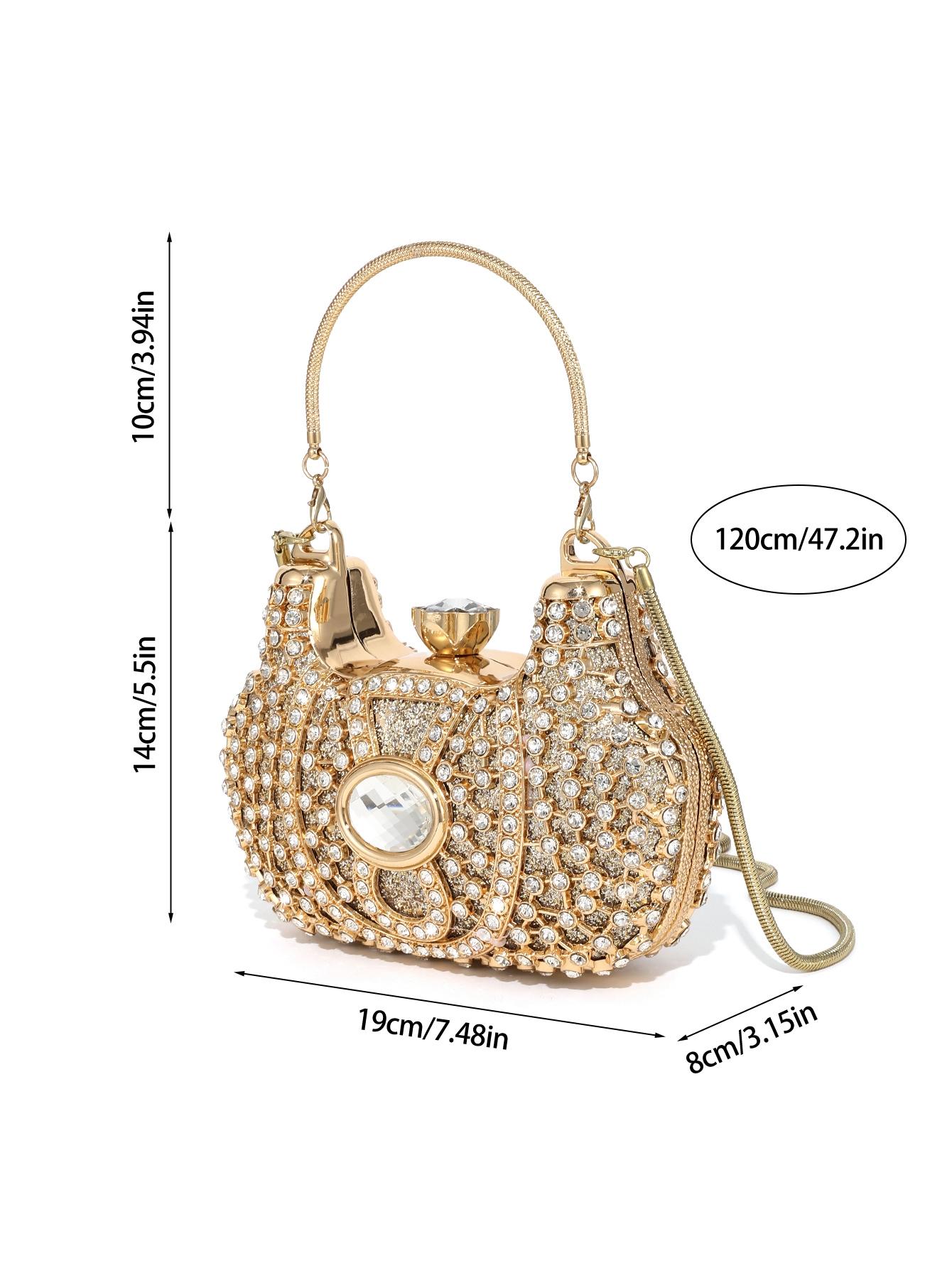 Elegant Crystal Diamond Evening Bag, Handmade Luxury Clutch, Perfect for Weddings & Parties, Fits 6.5-Inch Phone, Versatile Crossbody Design