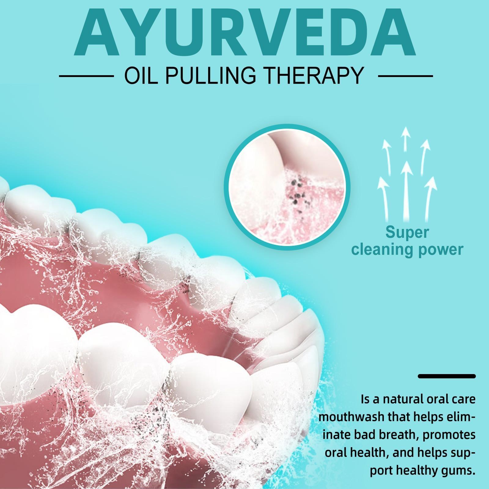 ALIVER 3-Piece Coconut Oil & Mint Mouthwash Set, including 237ml of Coconut Oil & Mint Mouthwash + 1 tongue scraper + 1 measuring cup. With a refreshing coconut oil and mint scent, it freshens breath, eliminates bad breath, and cleans teeth.