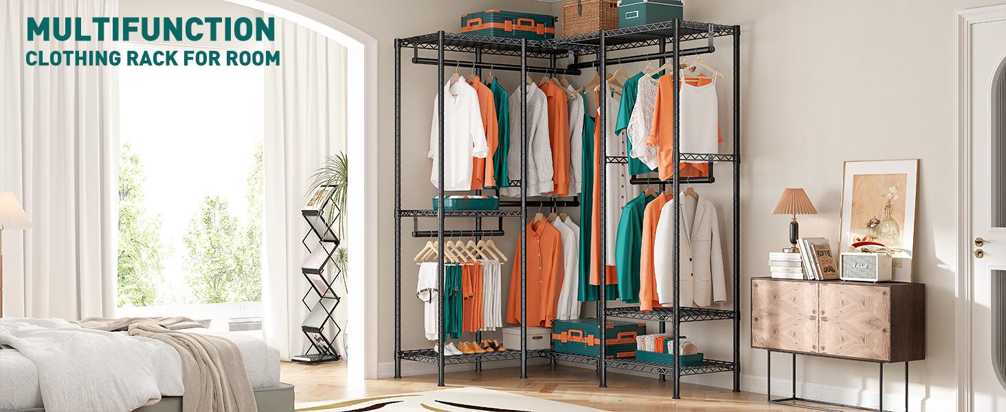 Clothes Rack, Clothing Rack 990LBS Clothing Racks for Hanging Clothes Heavy Duty Clothes Rack Metal Garment Rack Freestanding Closet Rack Portable Clothes Rack