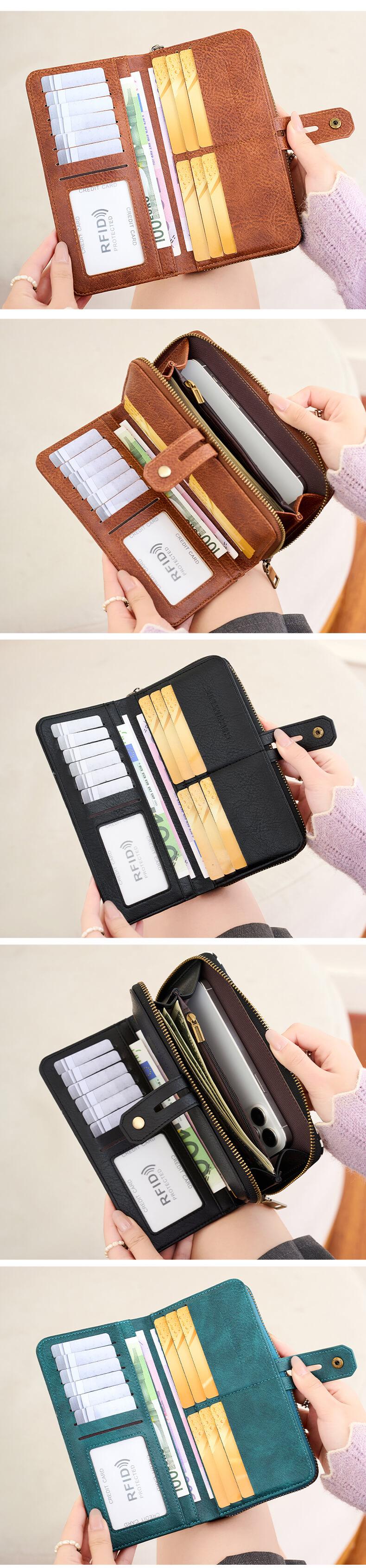 Women's RFID Blocking Credit Card Holder, Large Capacity Wristlet Design, Fashionable Durable Daily Accessory, Ideal Gift for Her, Christmas Gift, Valentine's Day Gift, Ideal Gift, Casual Card Holder