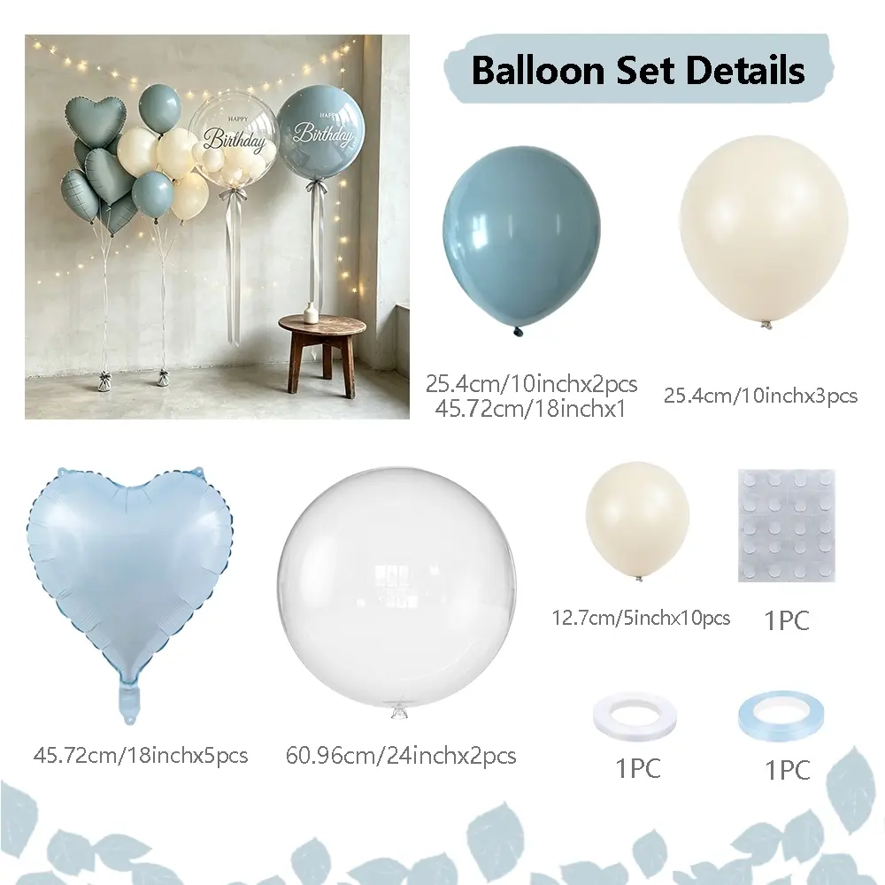 Blue Latex Balloon Set, Bubble Ball Kit with Small Balls, Perfect for Birthday Parties, Anniversary, Baby Shower, Gender Reveal, Balloon Decorations