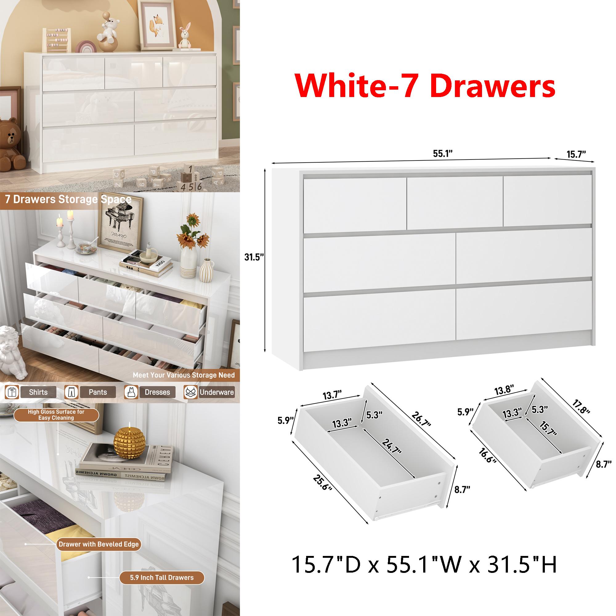 Dresser for Bedroom, Modern Dresser with Drawers, Large Wood Chest of Drawer Handle Free, Long Dresser for Bedroom, Living Room, Entryway, Hallway, White/Black Dresser for Bedroom, Modern Dresser with Drawers, Large Wood Chest of Drawer Handle Free, Long Dresser for Bedroom, Living Room, Entryway, Hallway, White/Black