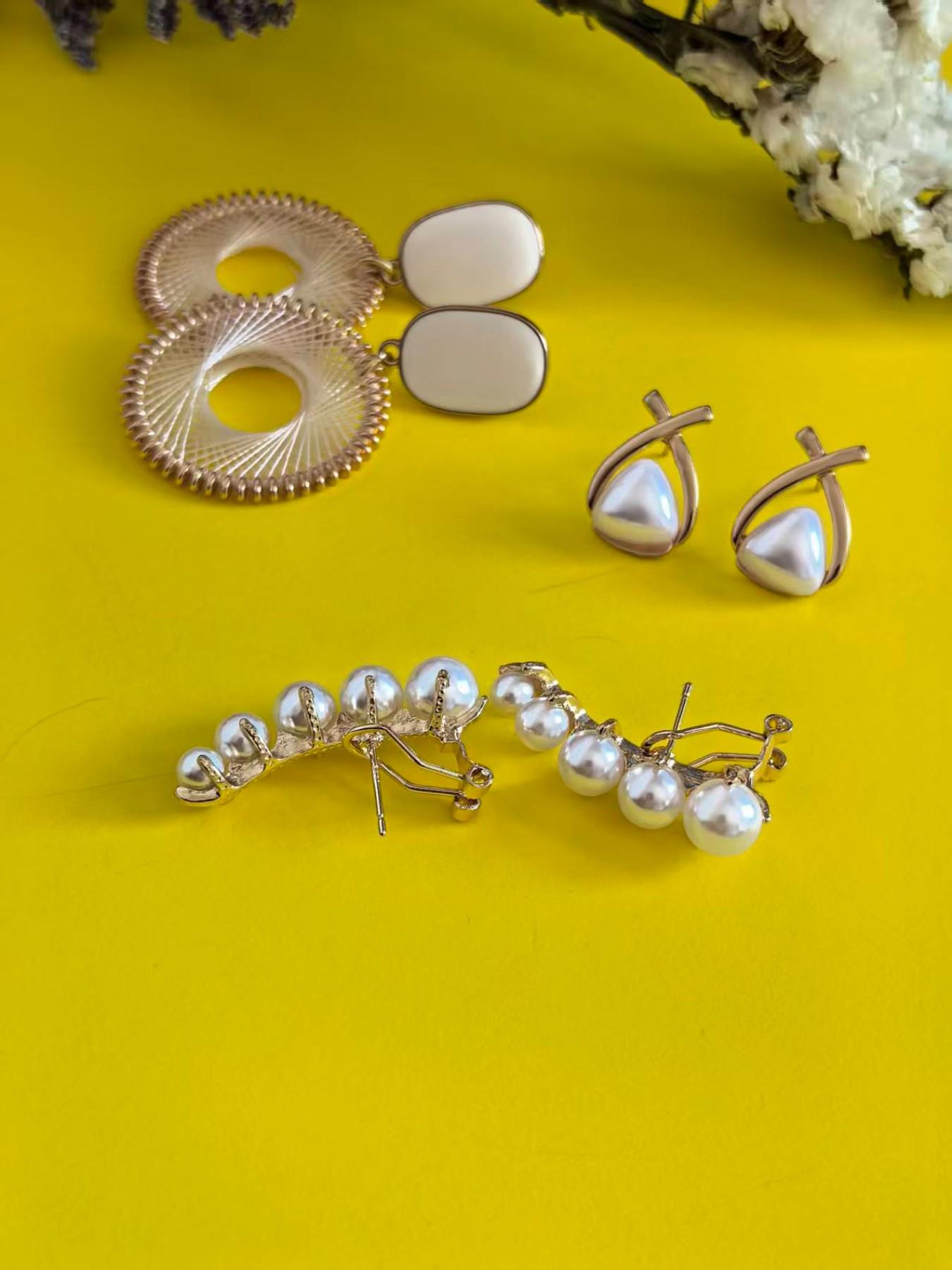Boho Style Earrings Set, Includes Braided Hoop Earrings, Pearl Studs, Triangle Earrings, Lightweight Fashion Jewelry for All Occasions