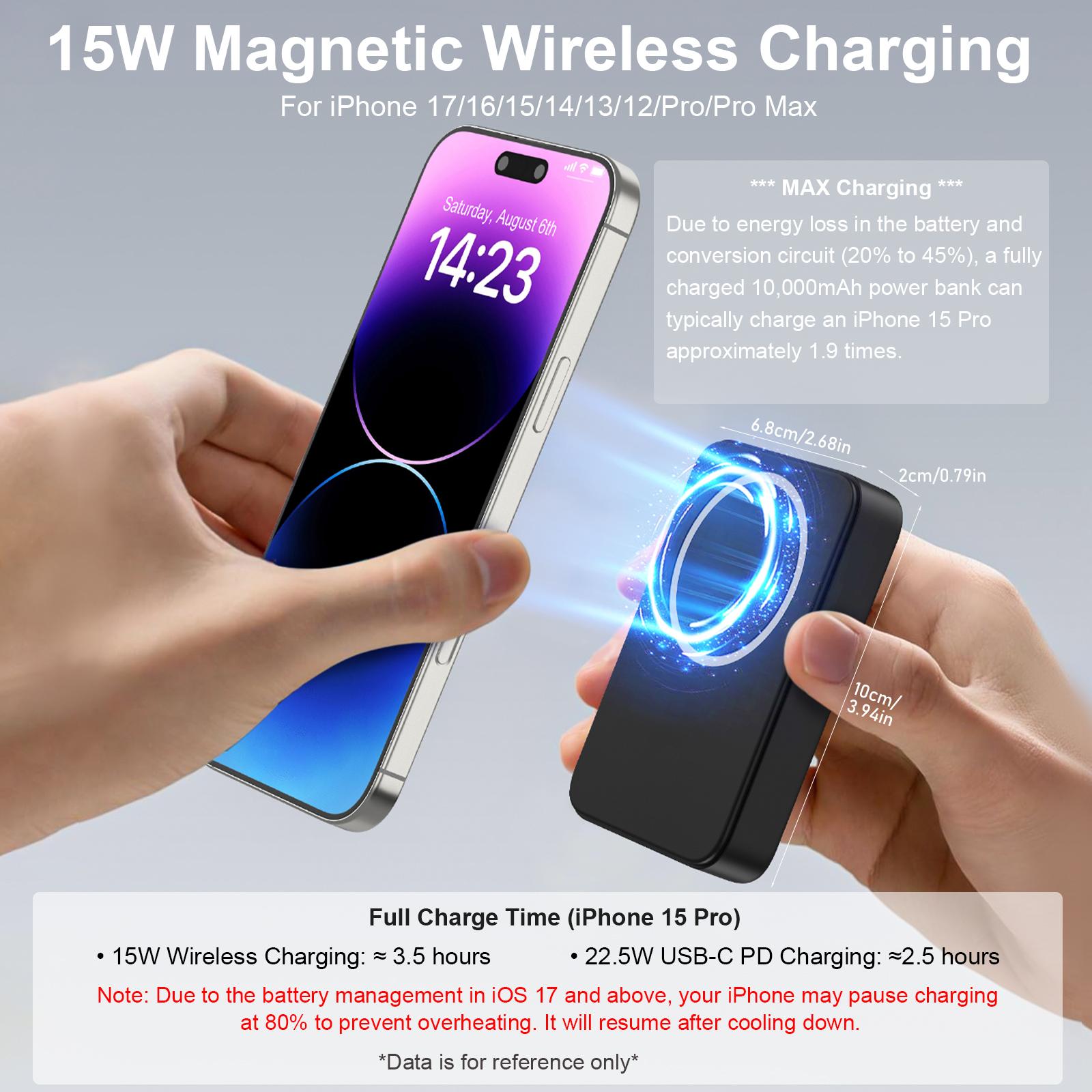Magnetic Portable Wireless Fast Charger, 10000mAh Power Bank Wireless Battery Pack, 22.5 W PD Quick Charge with LED Display, Compatible with iPhone Series #GLOBAL PICKS Magnetic Portable Wireless Fast Charger, 10000mAh Power Bank Wireless Battery Pack, 22.5 W PD Quick Charge with LED Display, Compatible with iPhone Series #GLOBAL PICKS