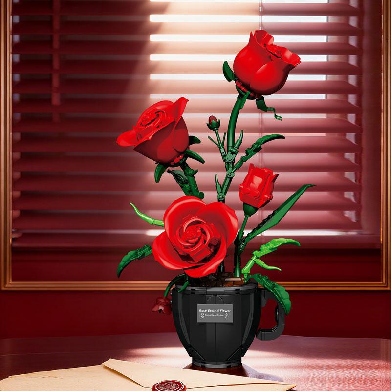 450-piece Coffee Cup Rose Building Block Set, Flower Bricks, Flower Building Blocks, Exquisite Rose Flower Pot, Creative Coffee Cup Design, Ideal Gift for Christmas, Halloween, and Valentine's Day, Perfect for Home Decor and Floral Arrangements