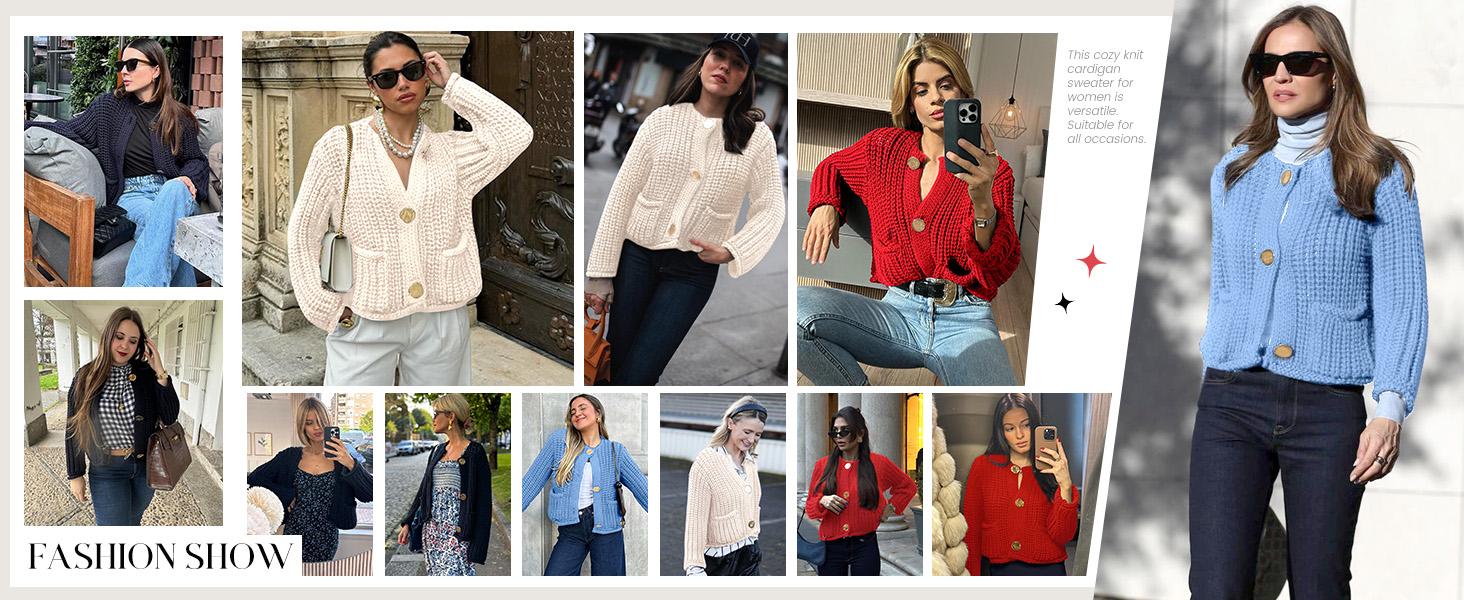 SCUSTY Women's Cropped Cardigan Sweater Long Sleeves Button Down Chunky Knitted Coat Knitwear SCUSTY Women's Cropped Cardigan Sweater Long Sleeves Button Down Chunky Knitted Coat Knitwear