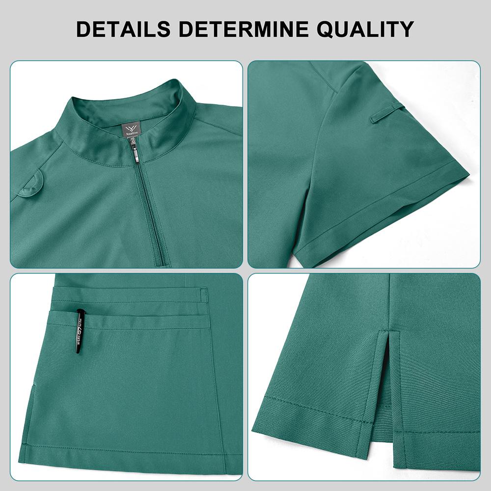 Summer Casual Collar Zipper Short-sleeved Clothing Beauty Salon Nursing Uniforms Hospital Nurses Work Clothes