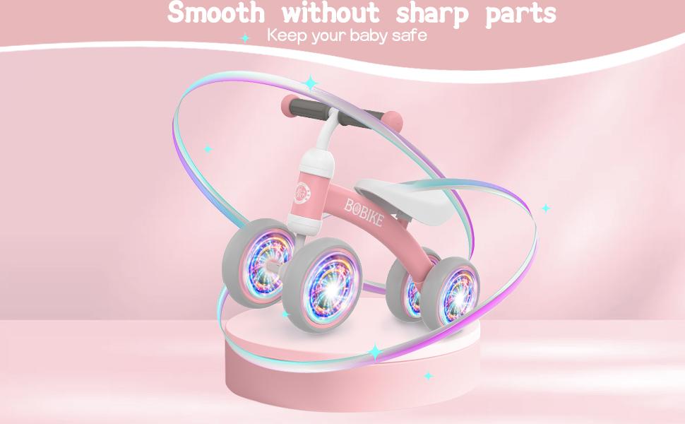 Bobike Baby Balance Bike Toy for kids, Colorful 4-Wheel No Pedal Bicycle for Toddlers, Best First Birthday Gift, Walker Toy for Boys & Girls