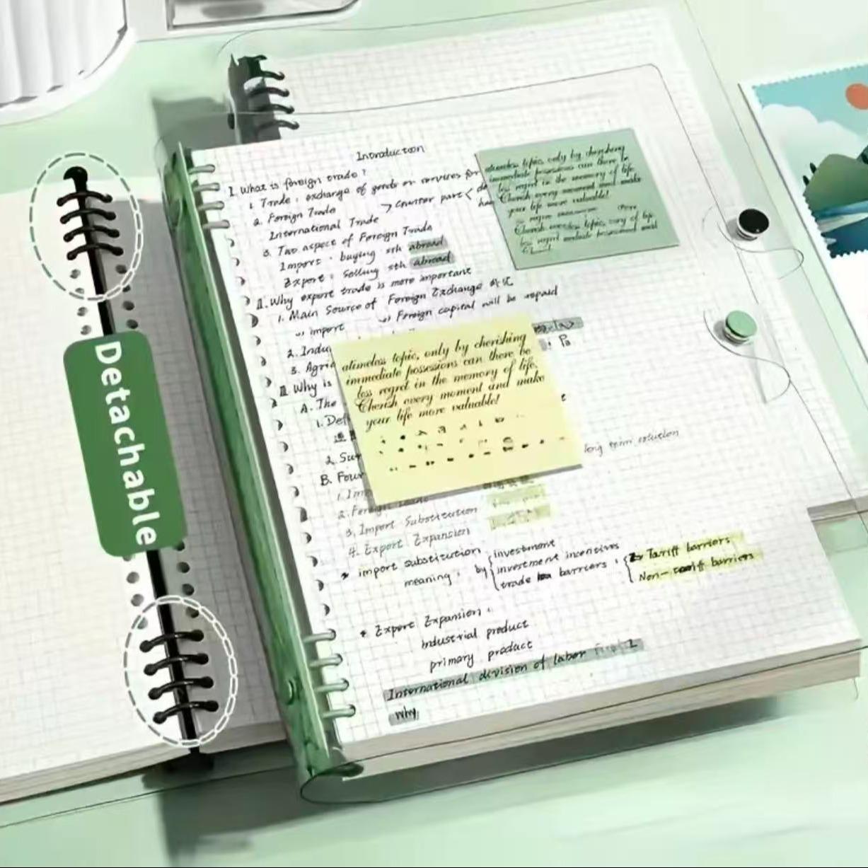 [Waterproof Loose-Leaf Notebookl Waterproof &Moisture-Proof 60 Page A5 PVC Transparent Loose-Leaf Notebook Replaceable Refillable Binder forDaily Writing, Office, and Study Use